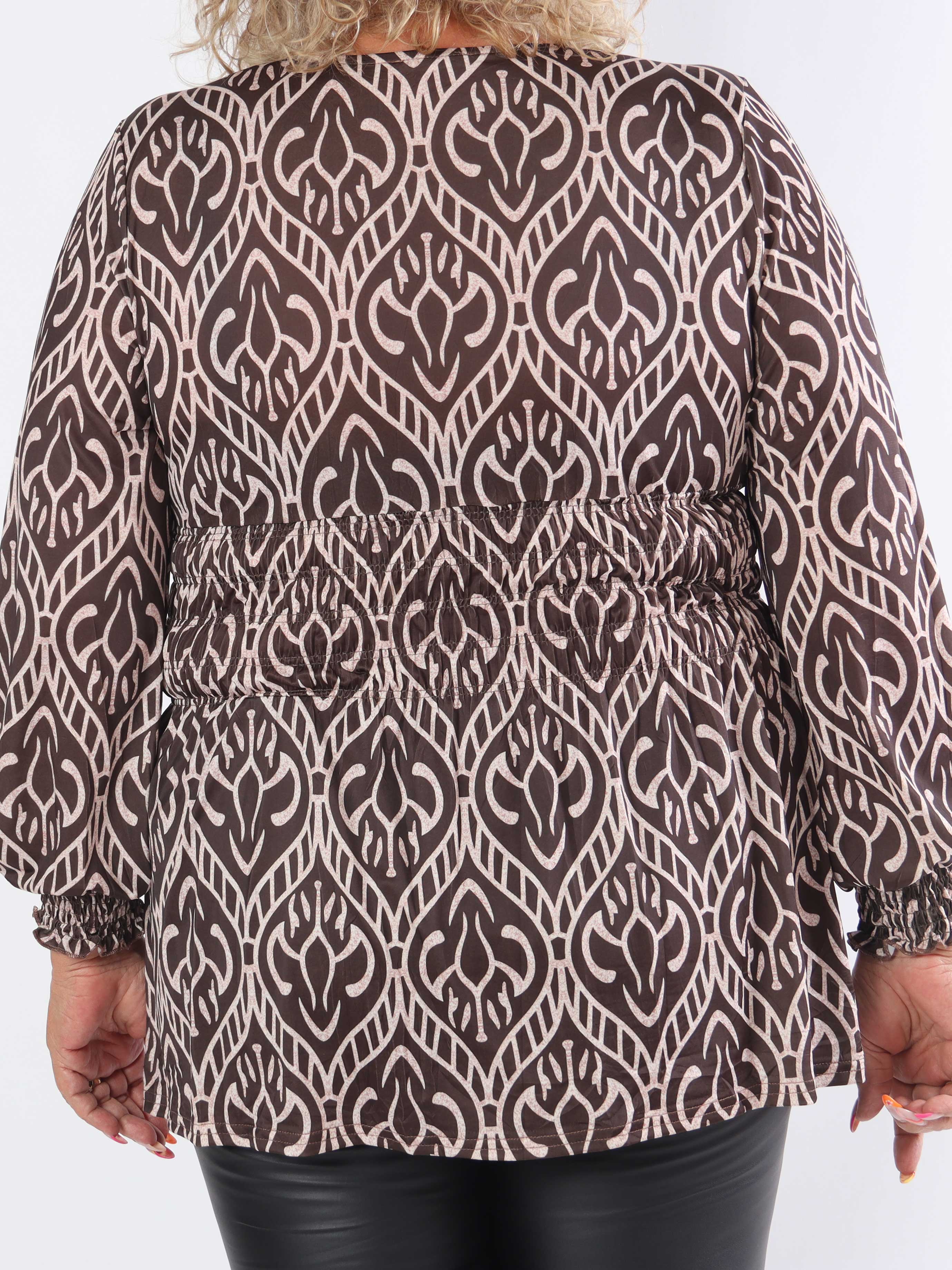 Pams Boho Shirt L/S - Elastisk plus size bluse i krølfrit stof