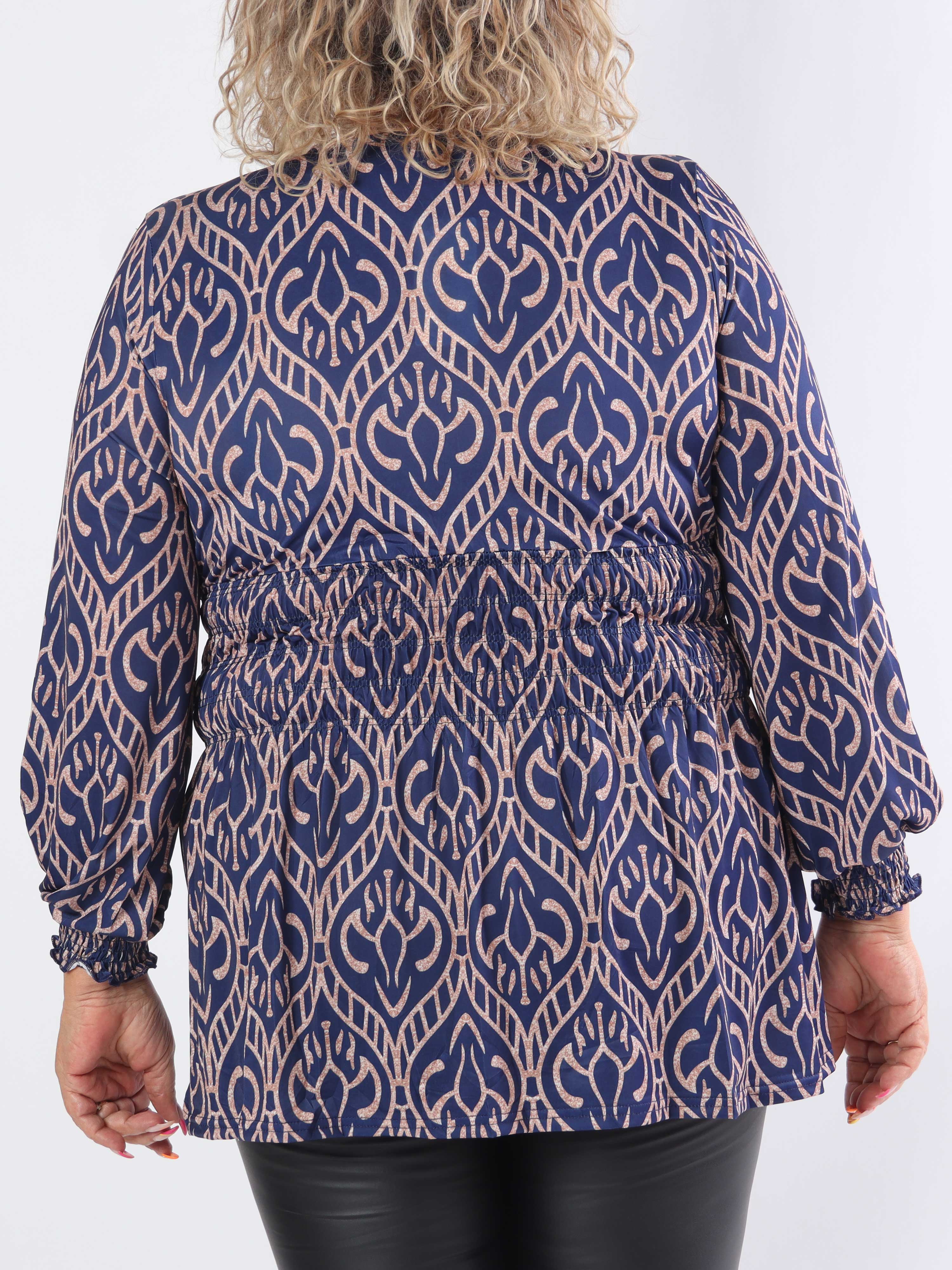 Pams Boho Shirt L/S - Elastisk plus size bluse i krølfrit stof
