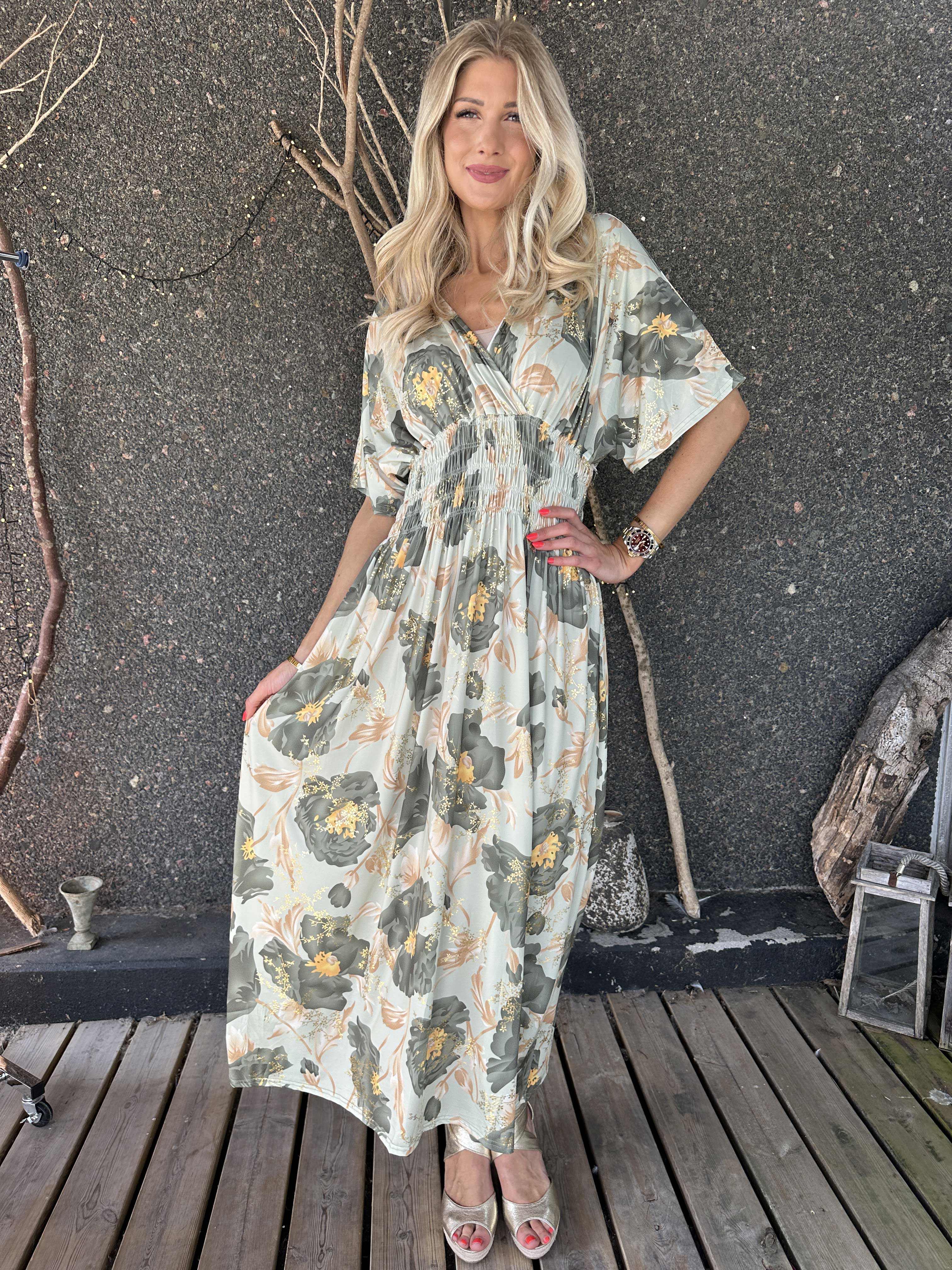 Pams Botanic - Elastisk kjole med blomstermotiver