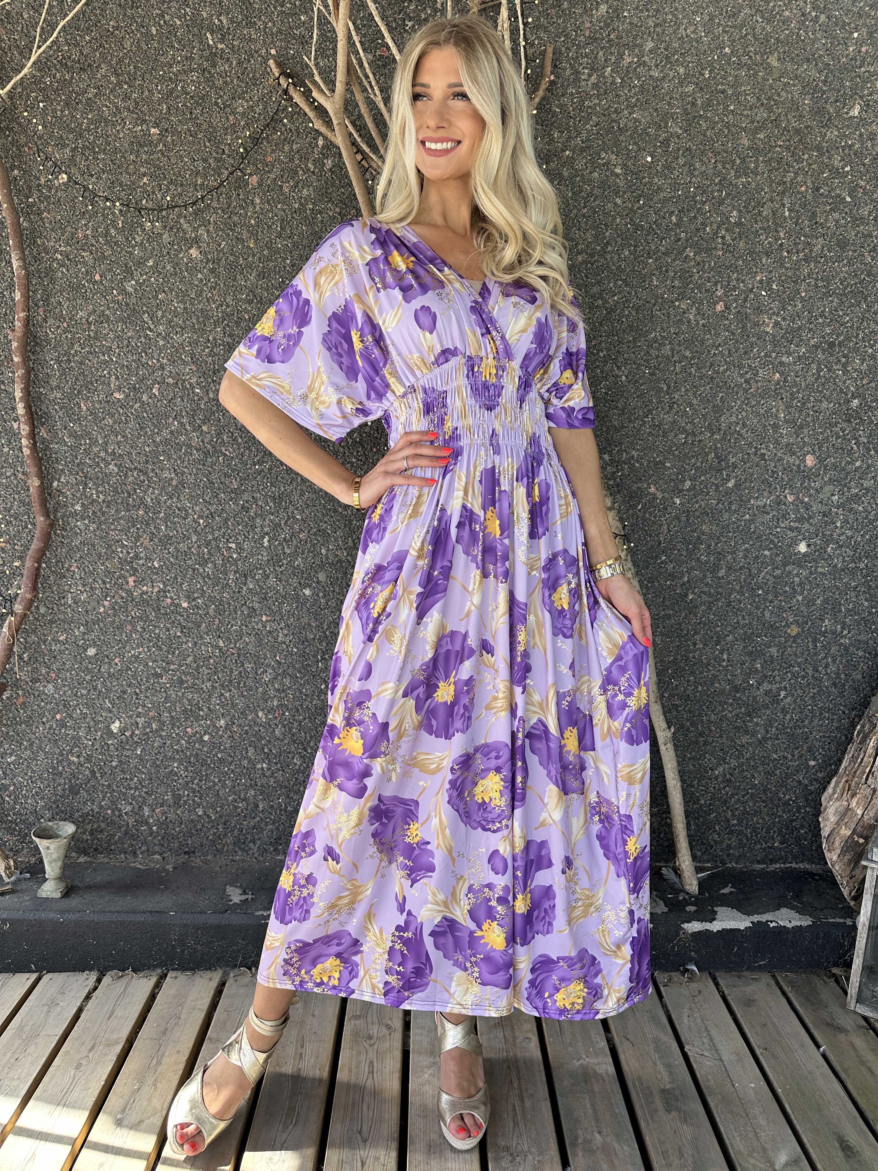 Pams Botanic - Elastisk kjole med blomstermotiver