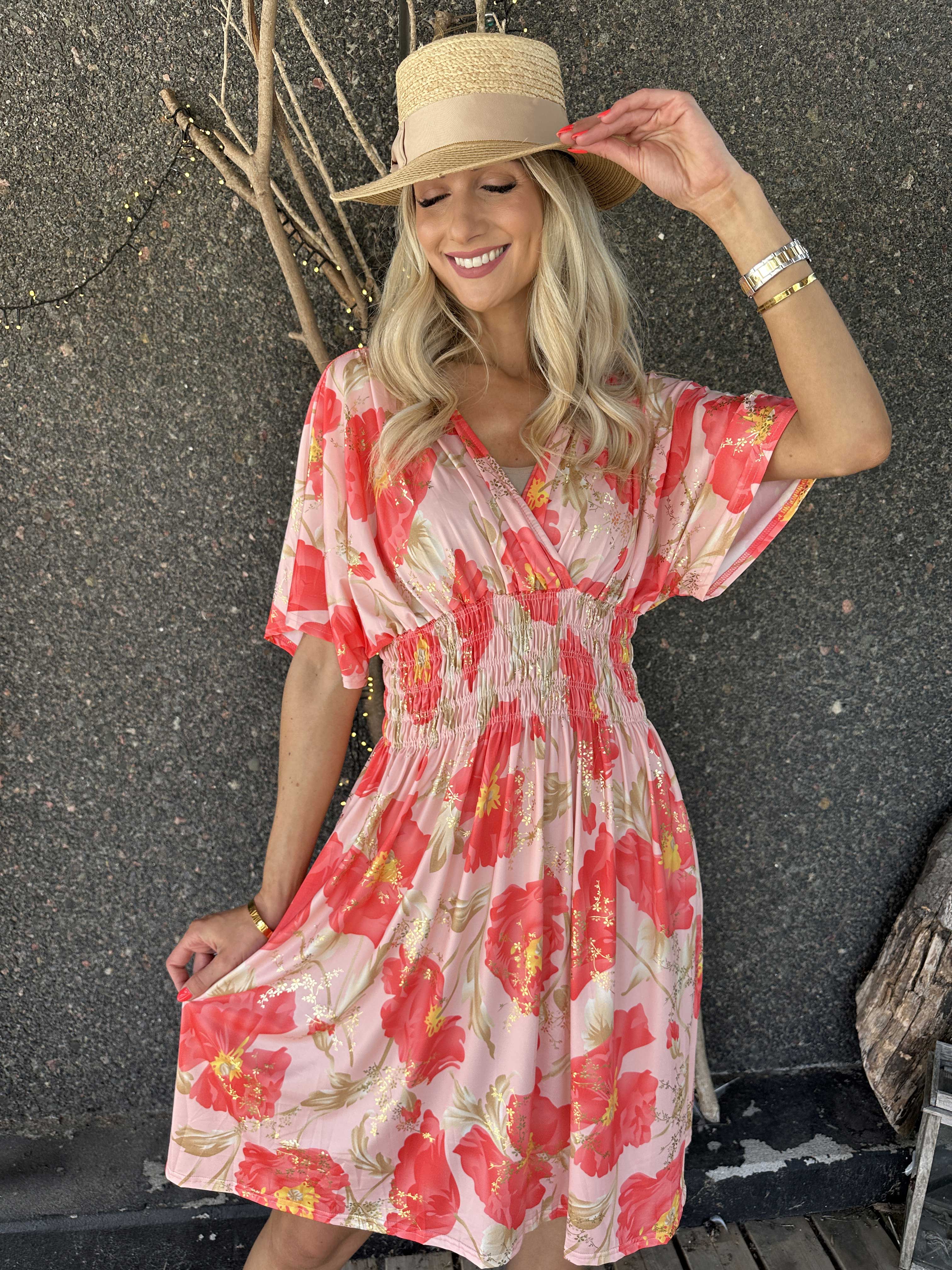 Pams Botanic Short - Elastisk kjole med blomstermotiver