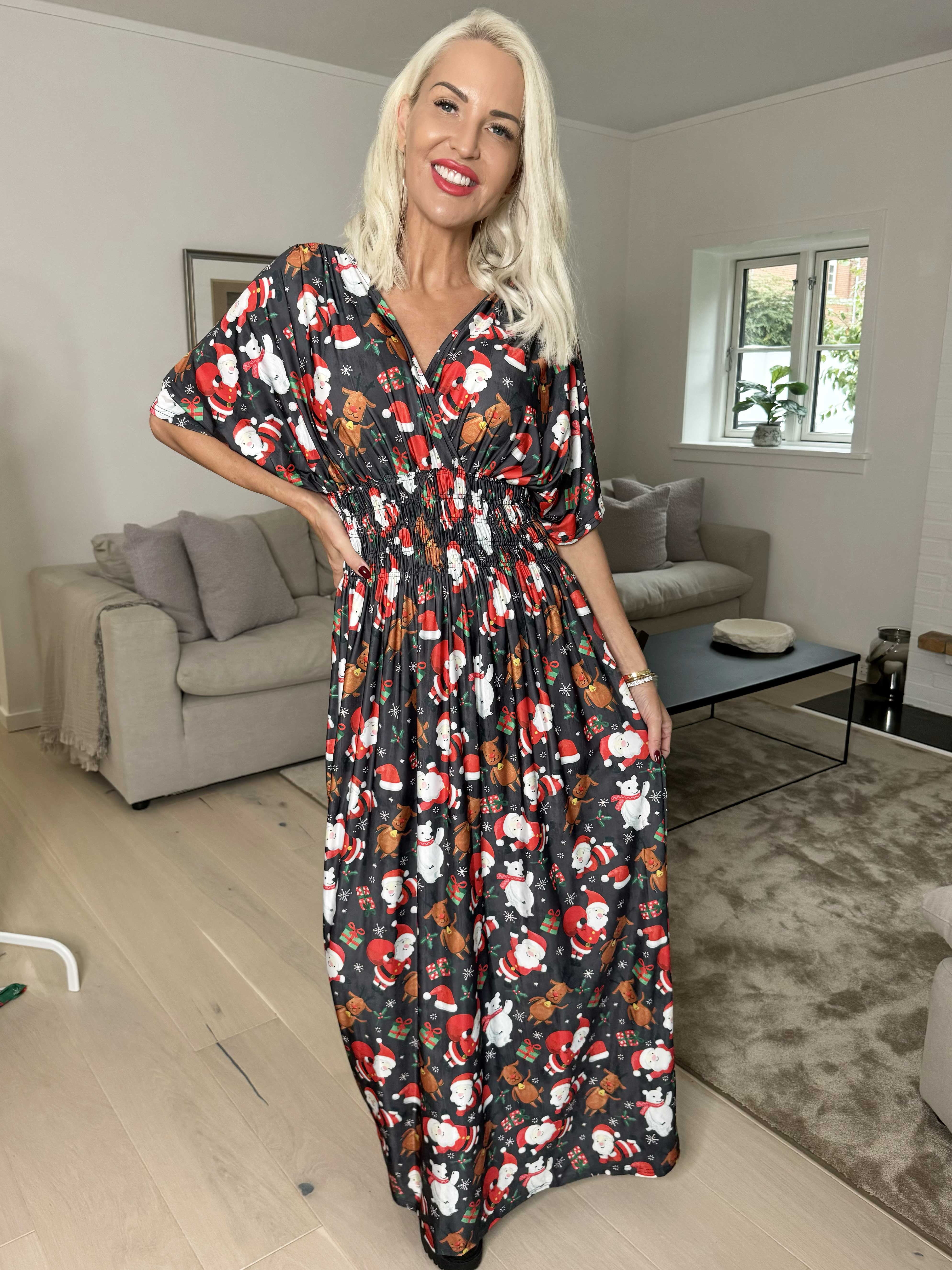 Pams Christmas - Lang elastisk kjole med julemotiver