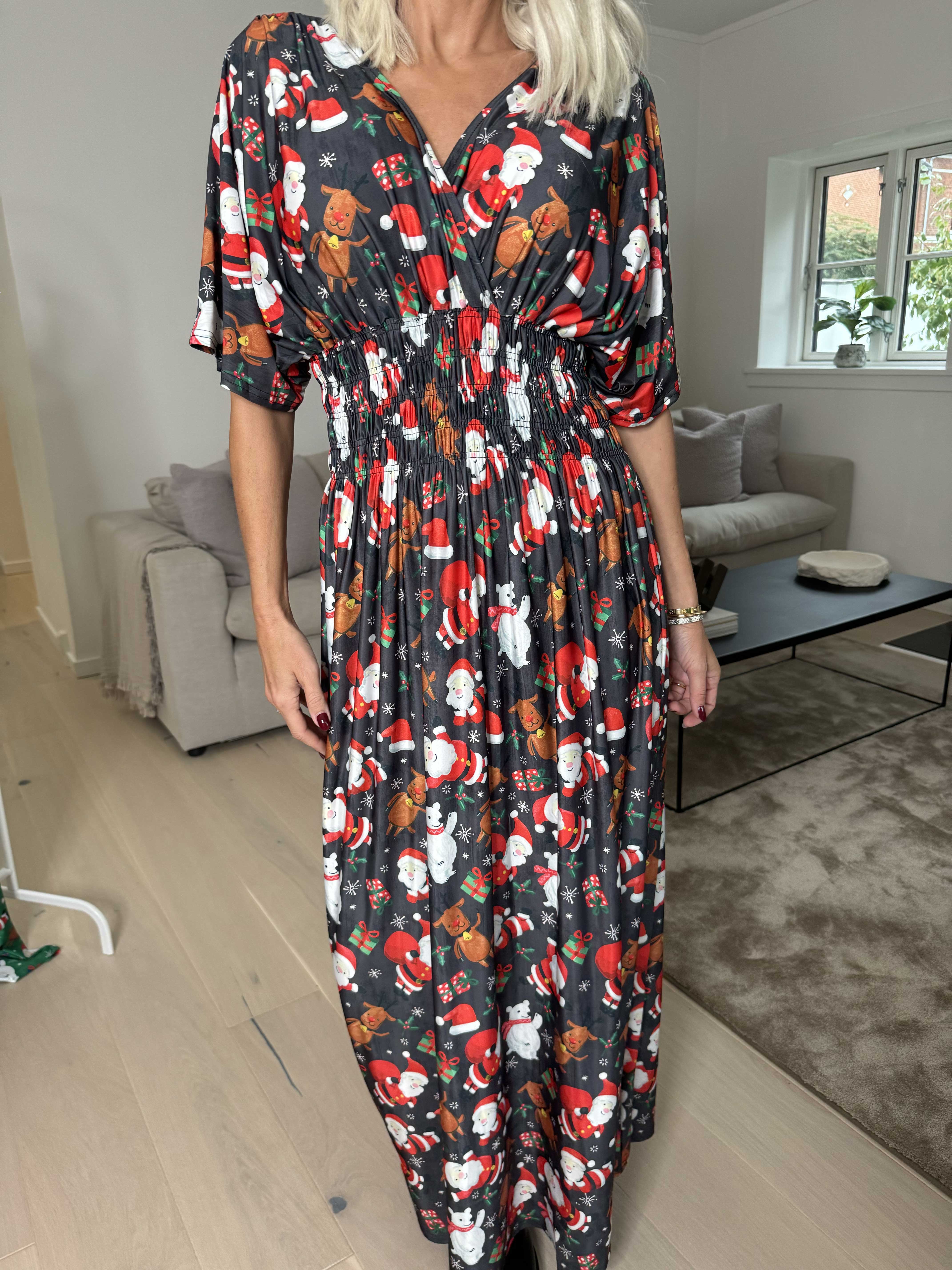 Pams Christmas - Lang elastisk kjole med julemotiver