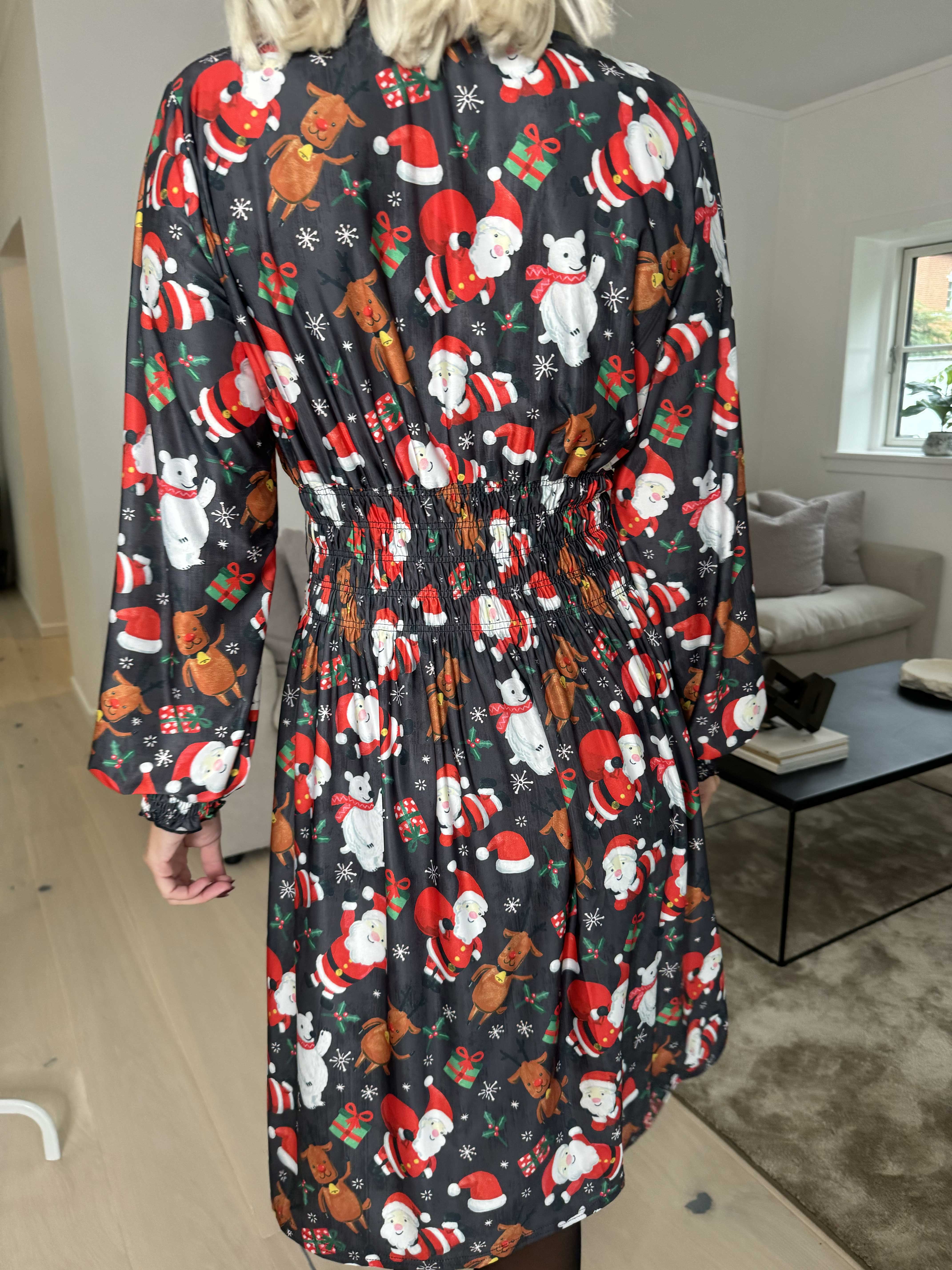 Pams Christmas Short L/S - Elastisk kjole med juleprint