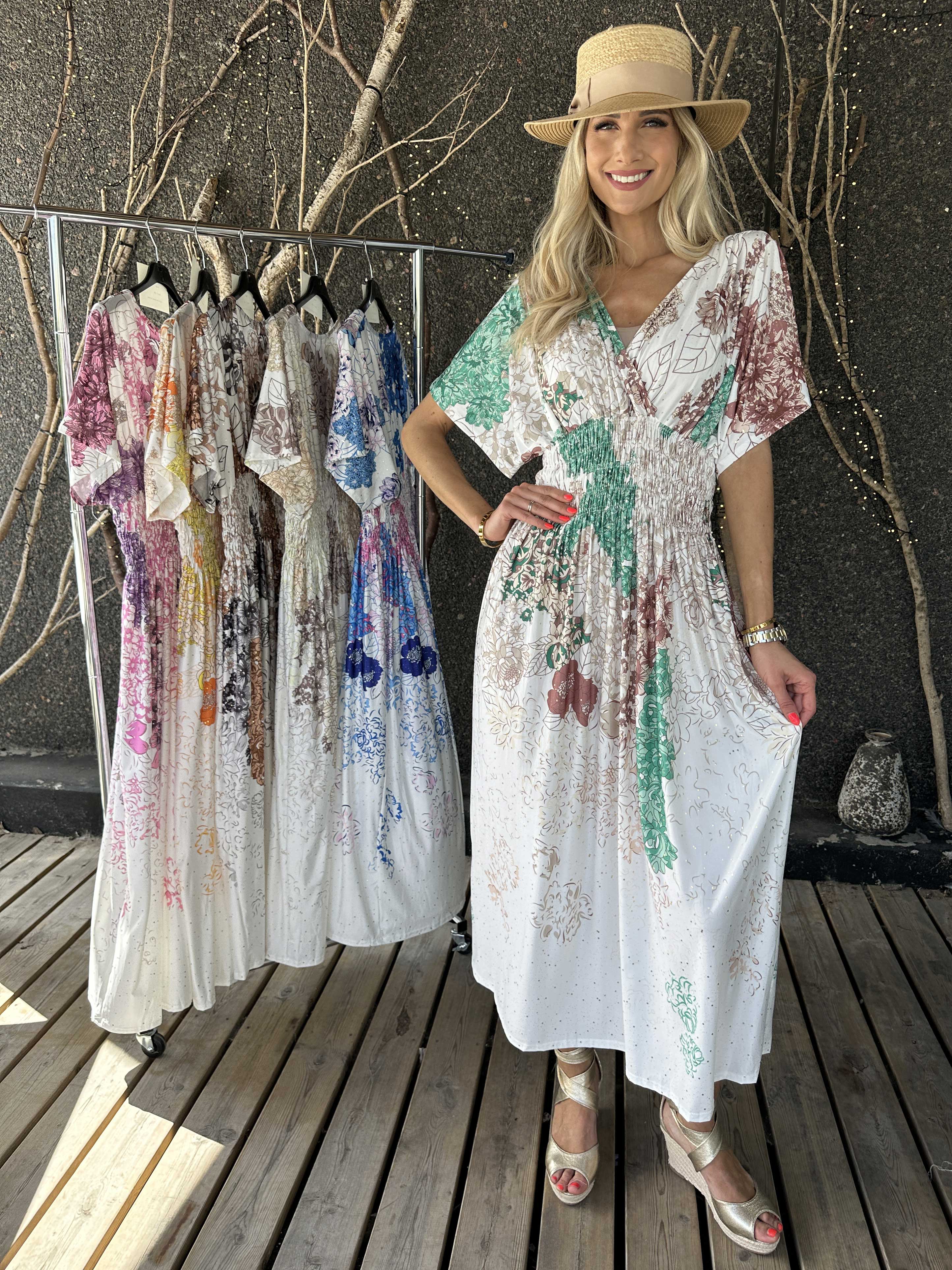 Pams Coachella - Elastisk kjole med farvet mønster