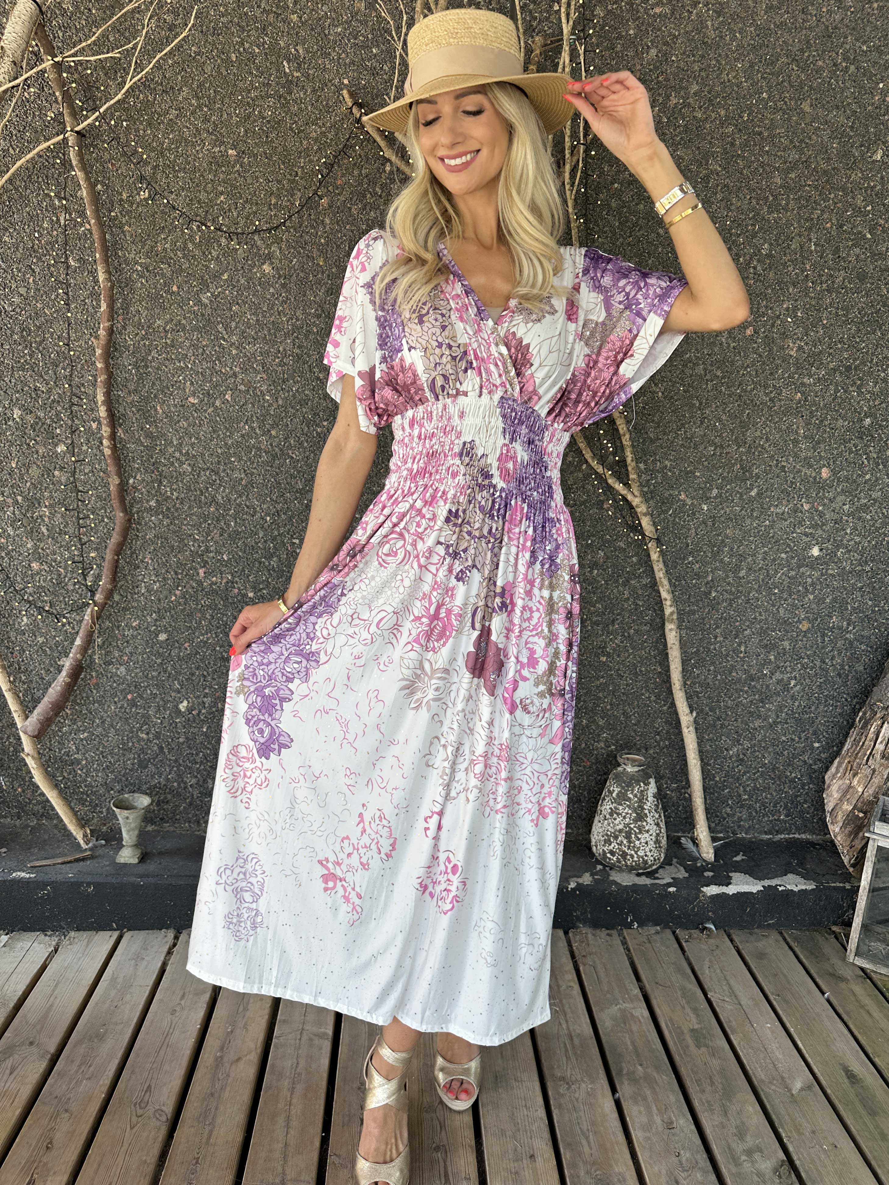 Pams Coachella - Elastisk kjole med farvet mønster