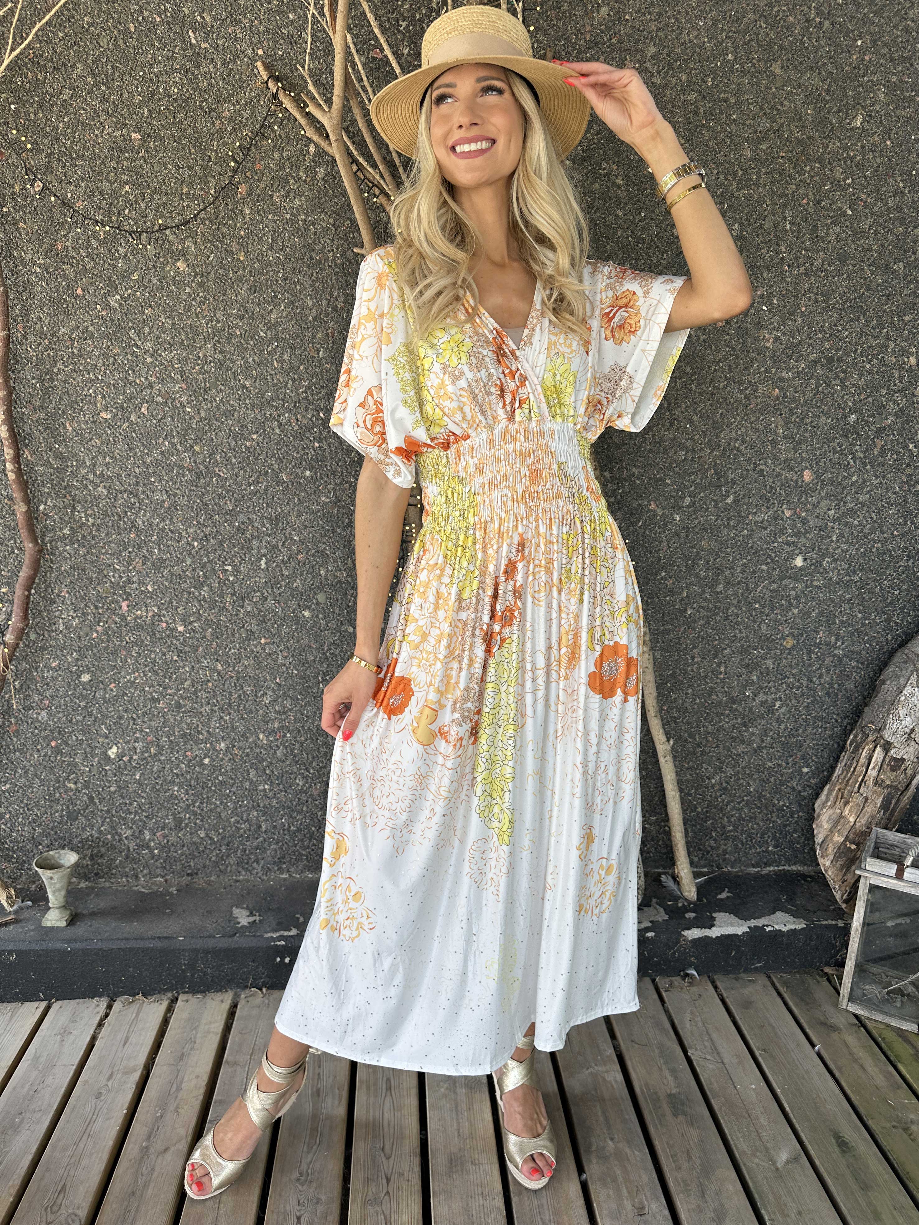 Pams Coachella - Elastisk kjole med farvet mønster