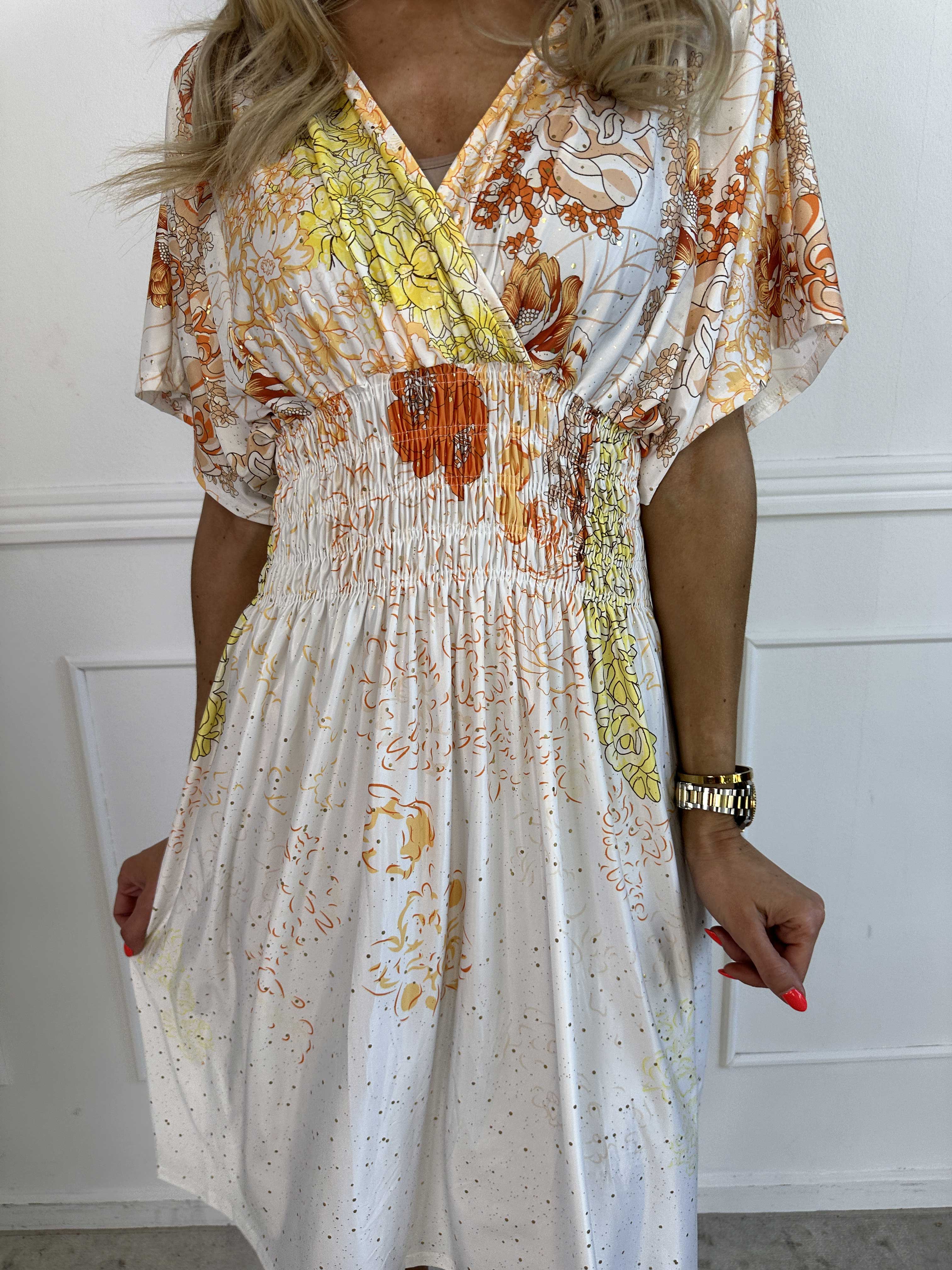 Pams Coachella Short - Elastisk kjole med farvet mønster