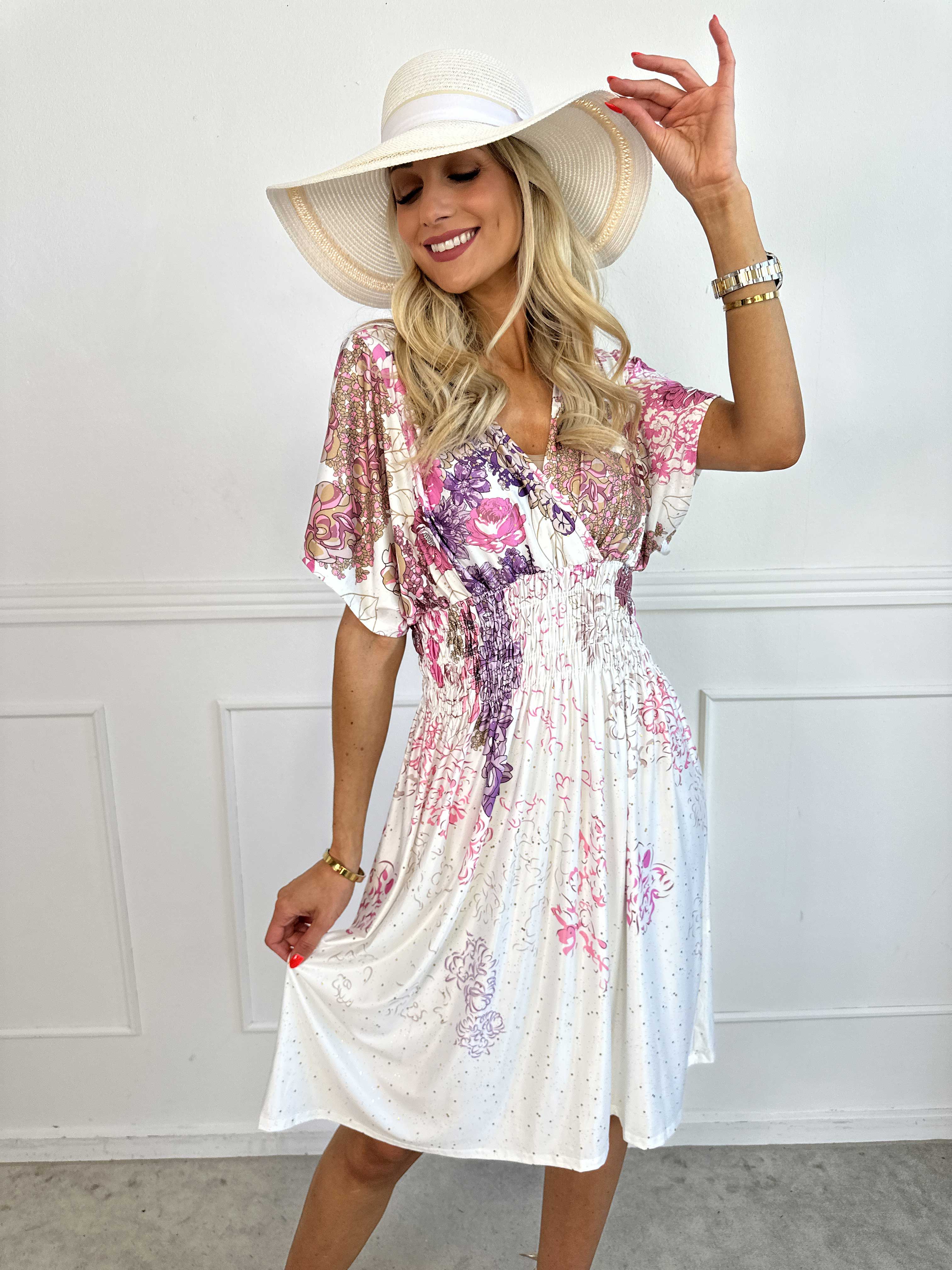 Pams Coachella Short - Elastisk kjole med farvet mønster