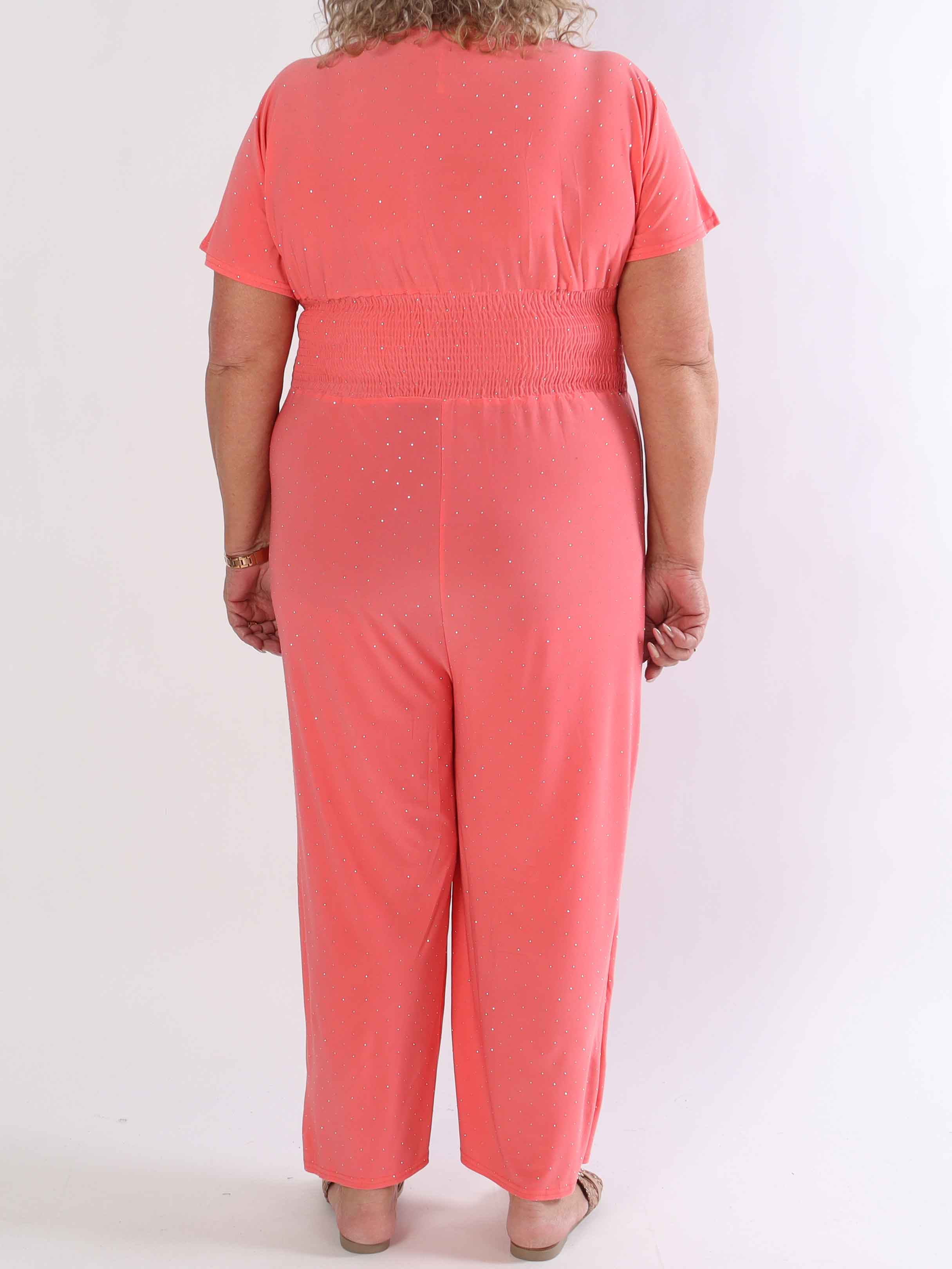 Pams Crystal Jumpsuit - Elastisk plus size buksedragt pyntet med similisten