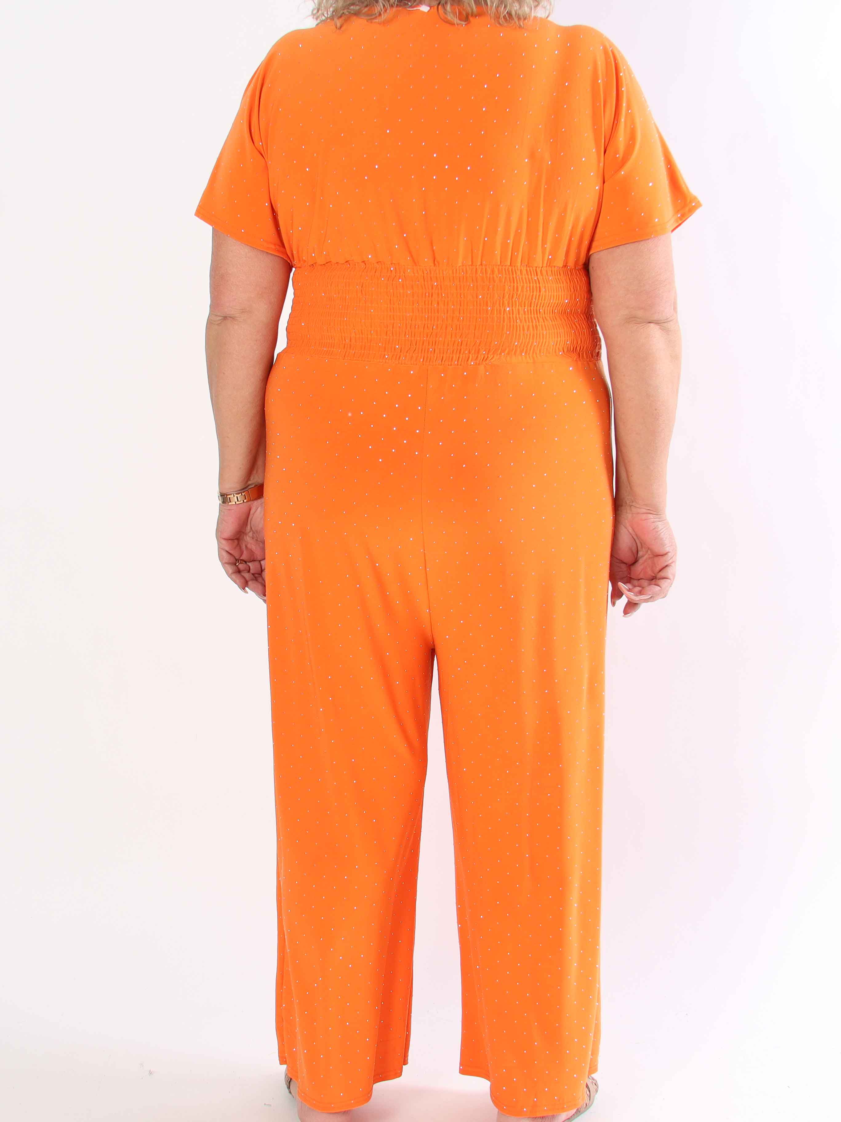 Pams Crystal Jumpsuit - Elastisk plus size buksedragt pyntet med similisten