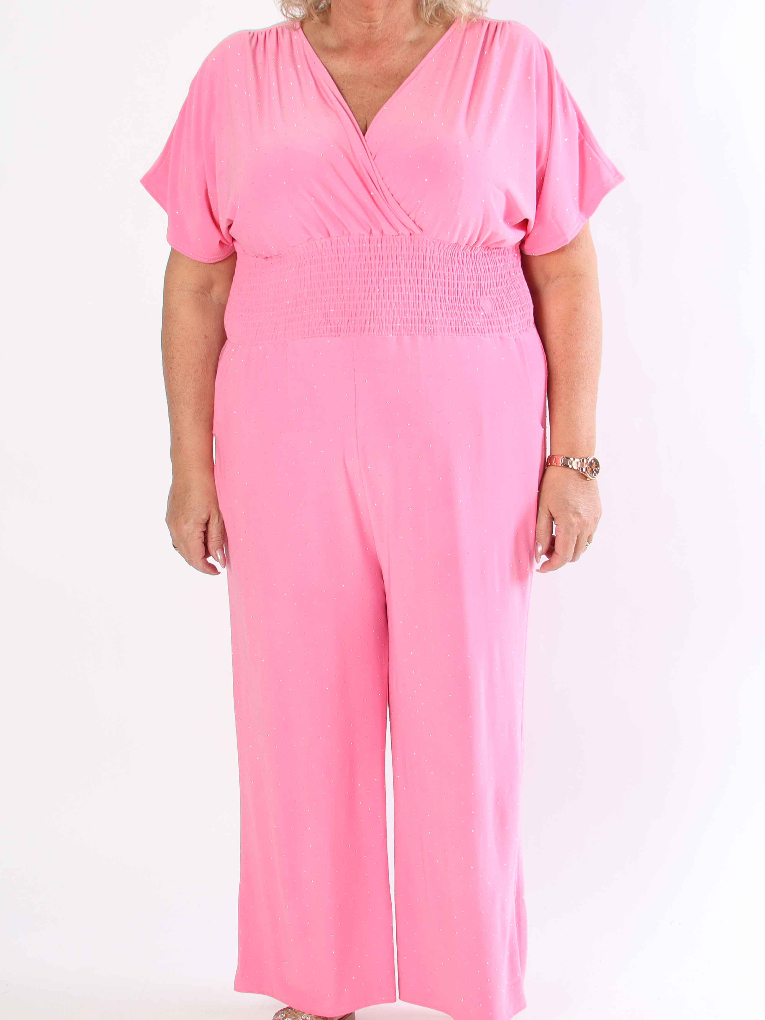 Pams Crystal Jumpsuit - Elastisk plus size buksedragt pyntet med similisten