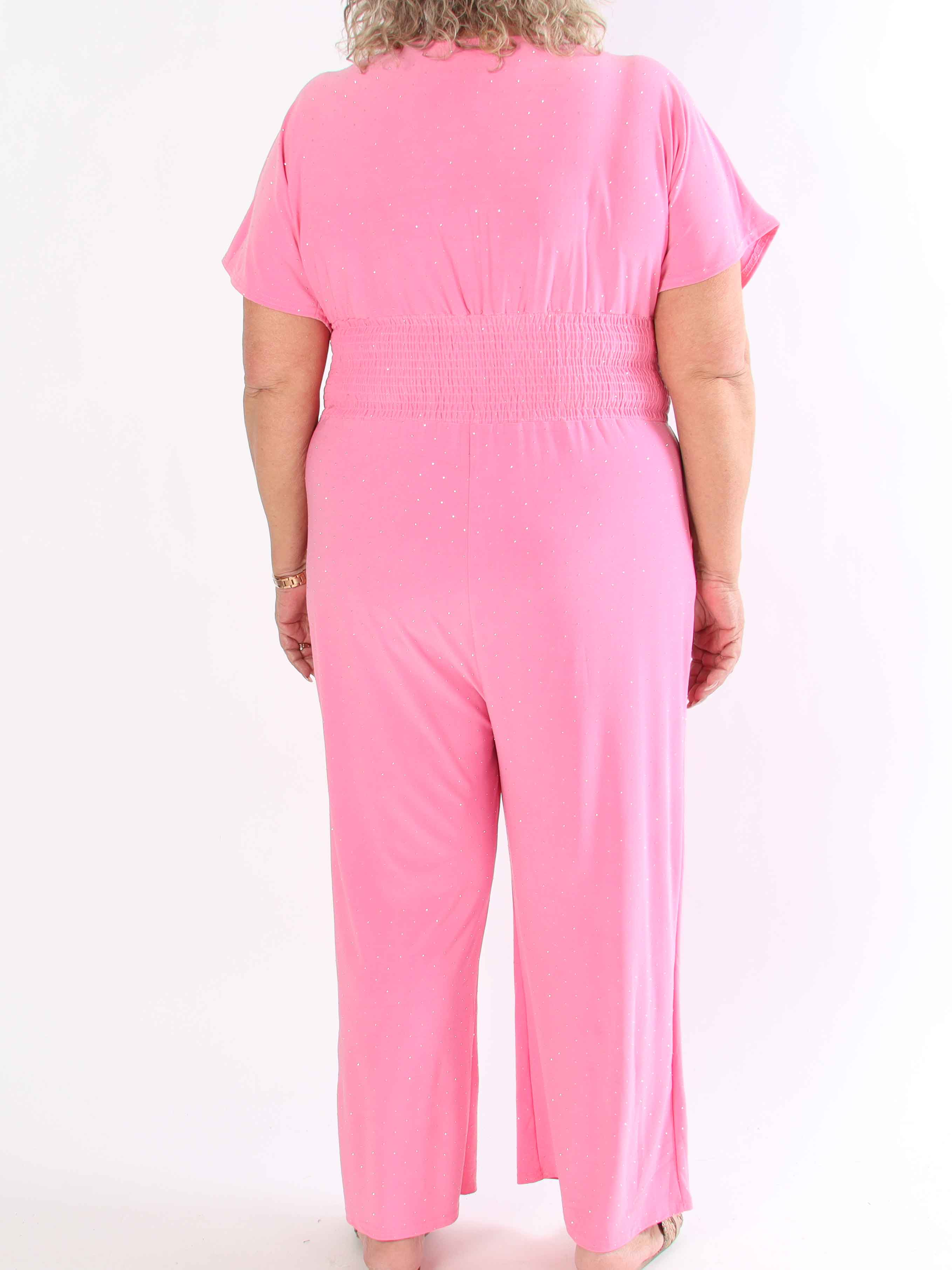 Pams Crystal Jumpsuit - Elastisk plus size buksedragt pyntet med similisten