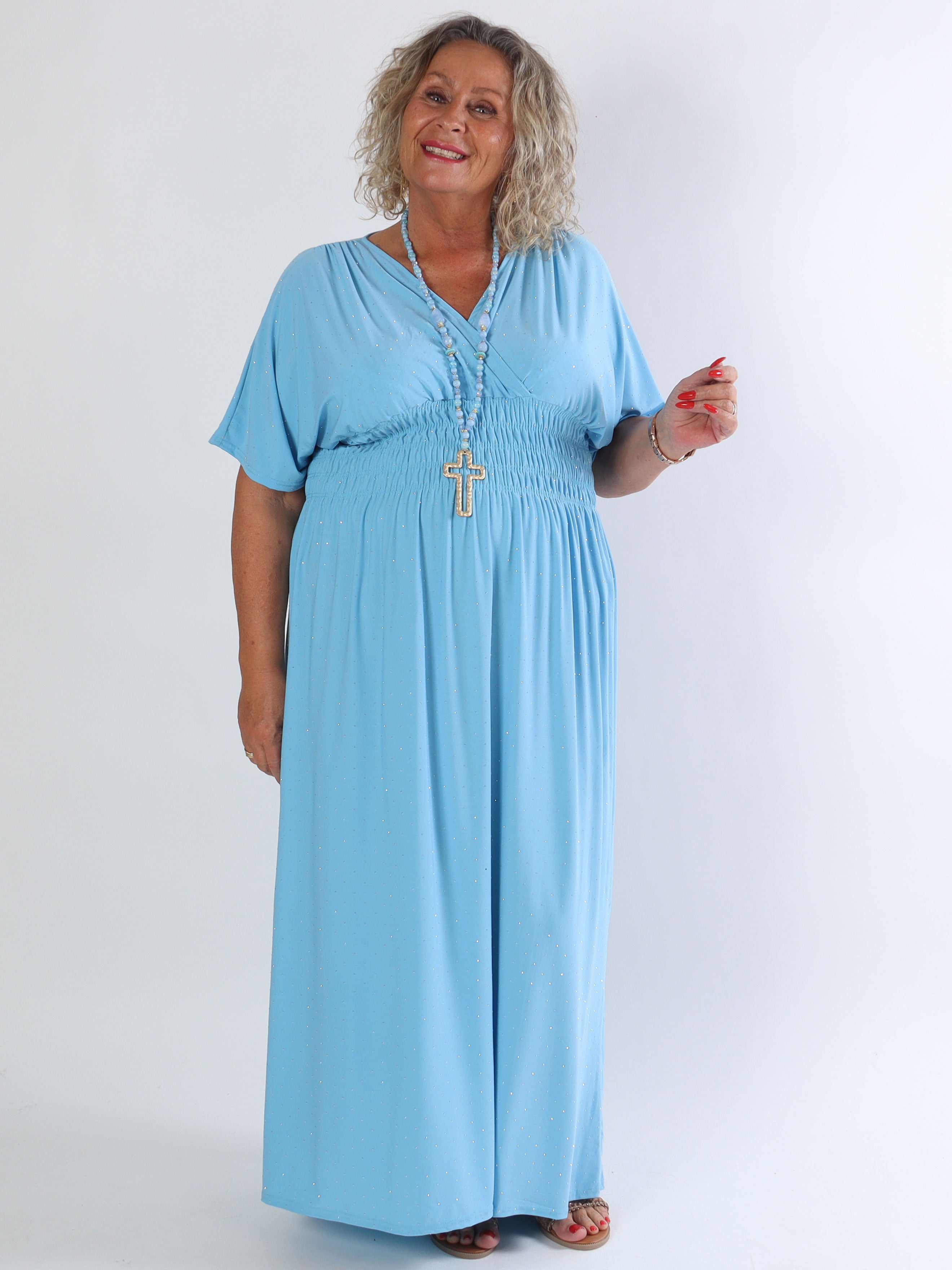 Pams Crystal - Lang elastisk plus size kjole med similisten