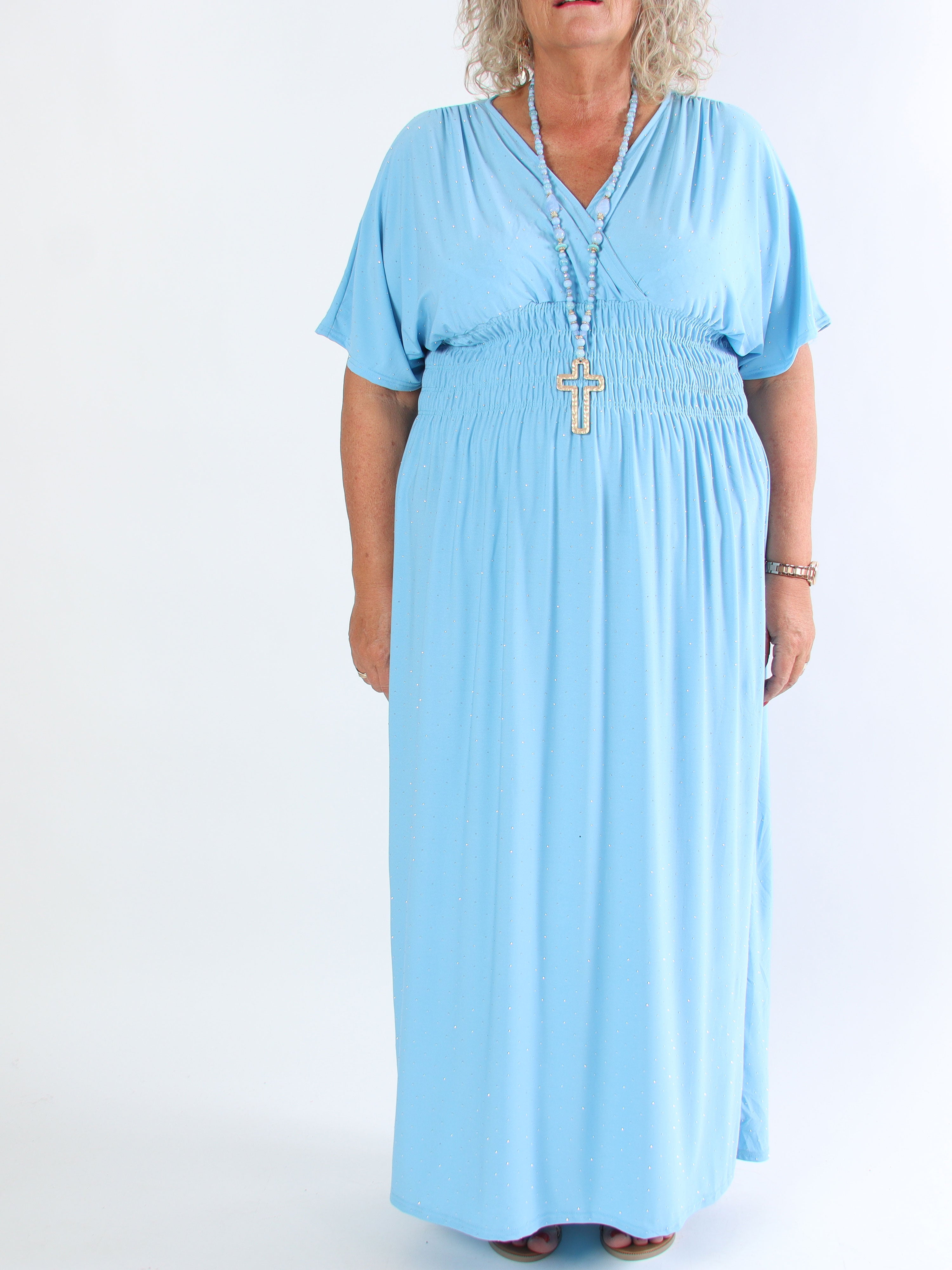 Pams Crystal - Lang elastisk plus size kjole med similisten