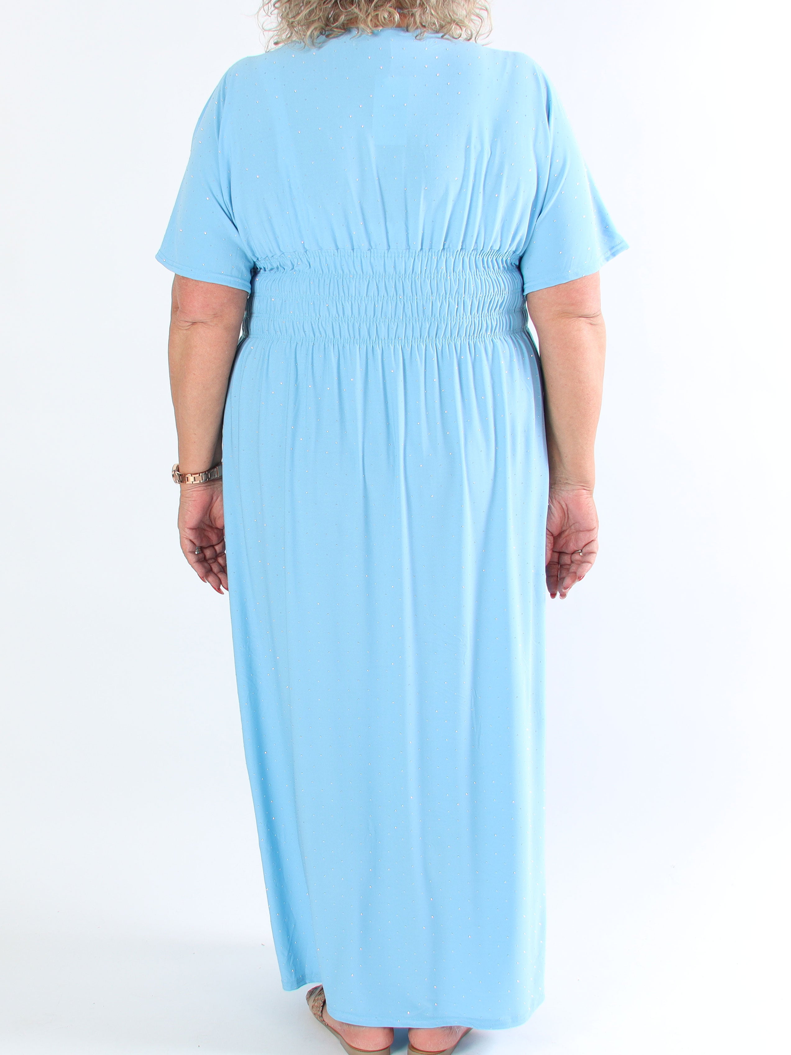 Pams Crystal - Lang elastisk plus size kjole med similisten