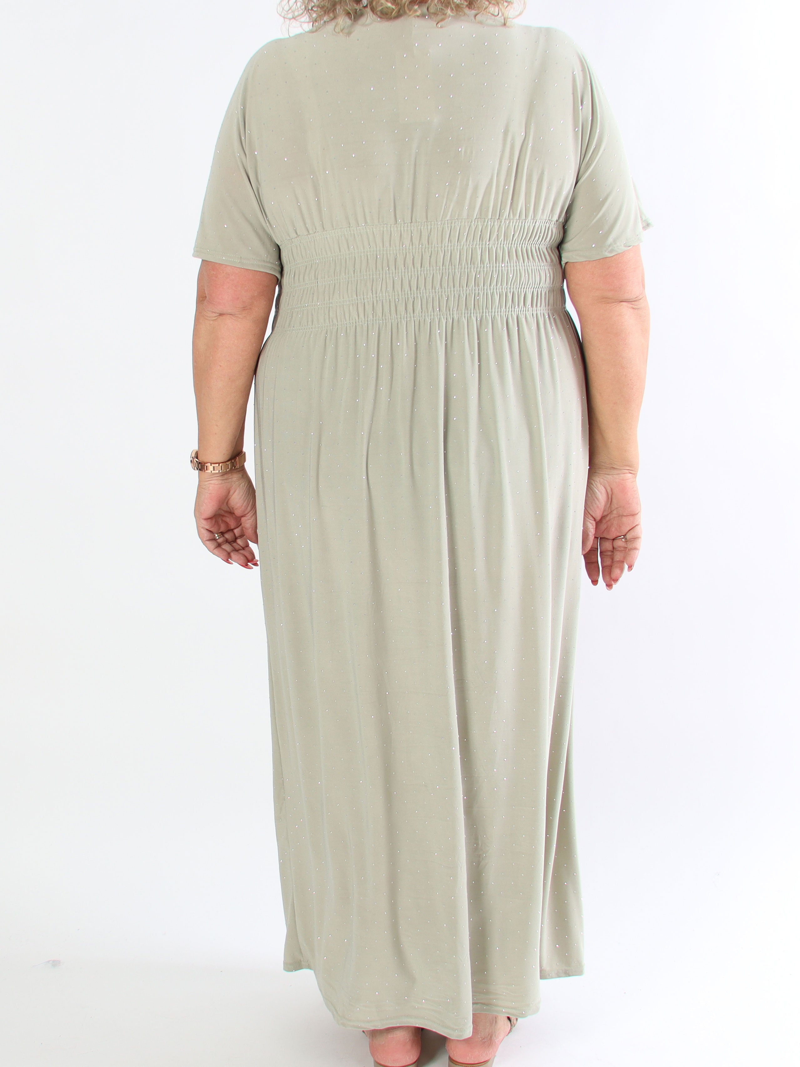 Pams Crystal - Lang elastisk plus size kjole med similisten