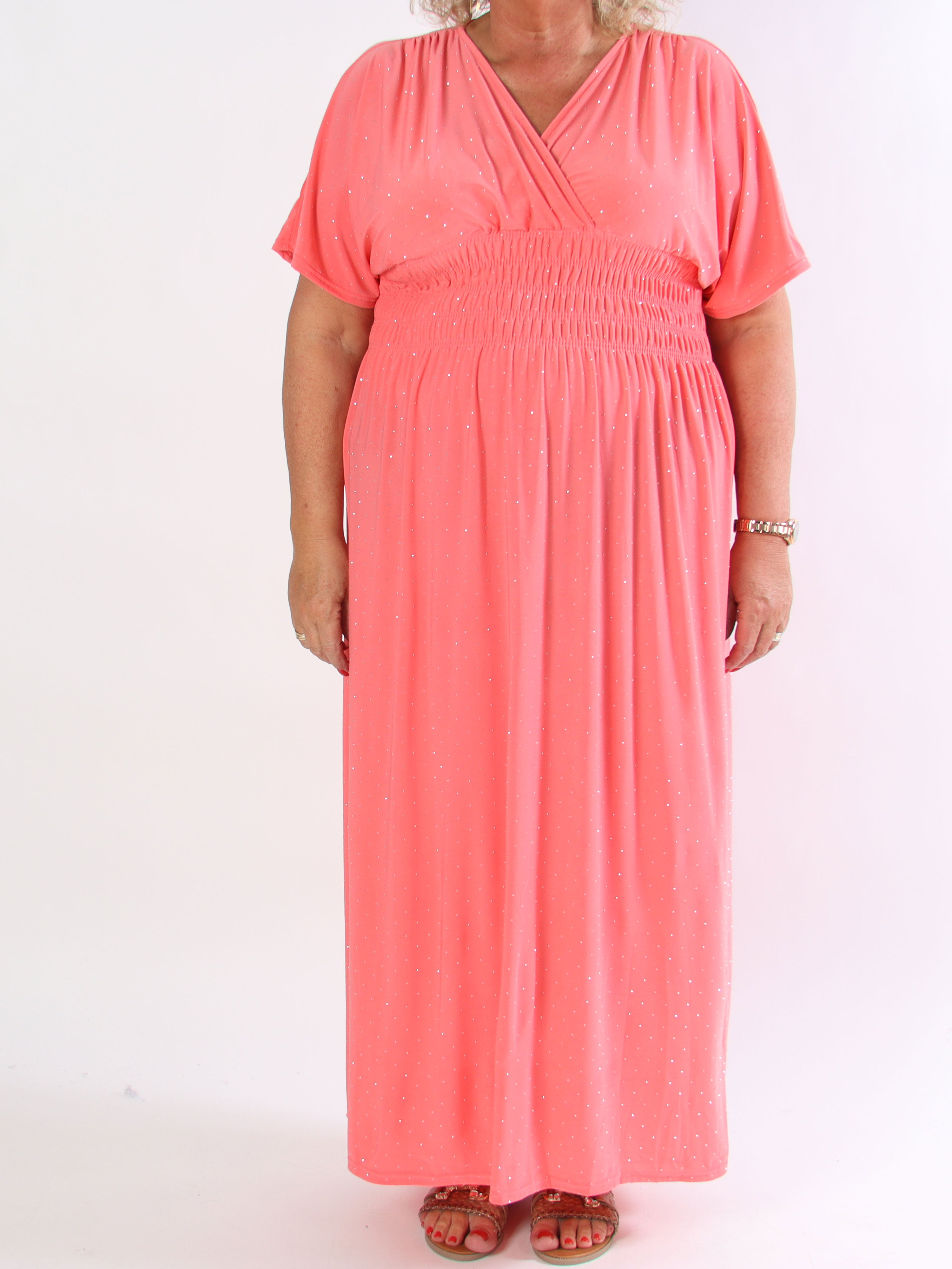 Pams Crystal - Lang elastisk plus size kjole med similisten