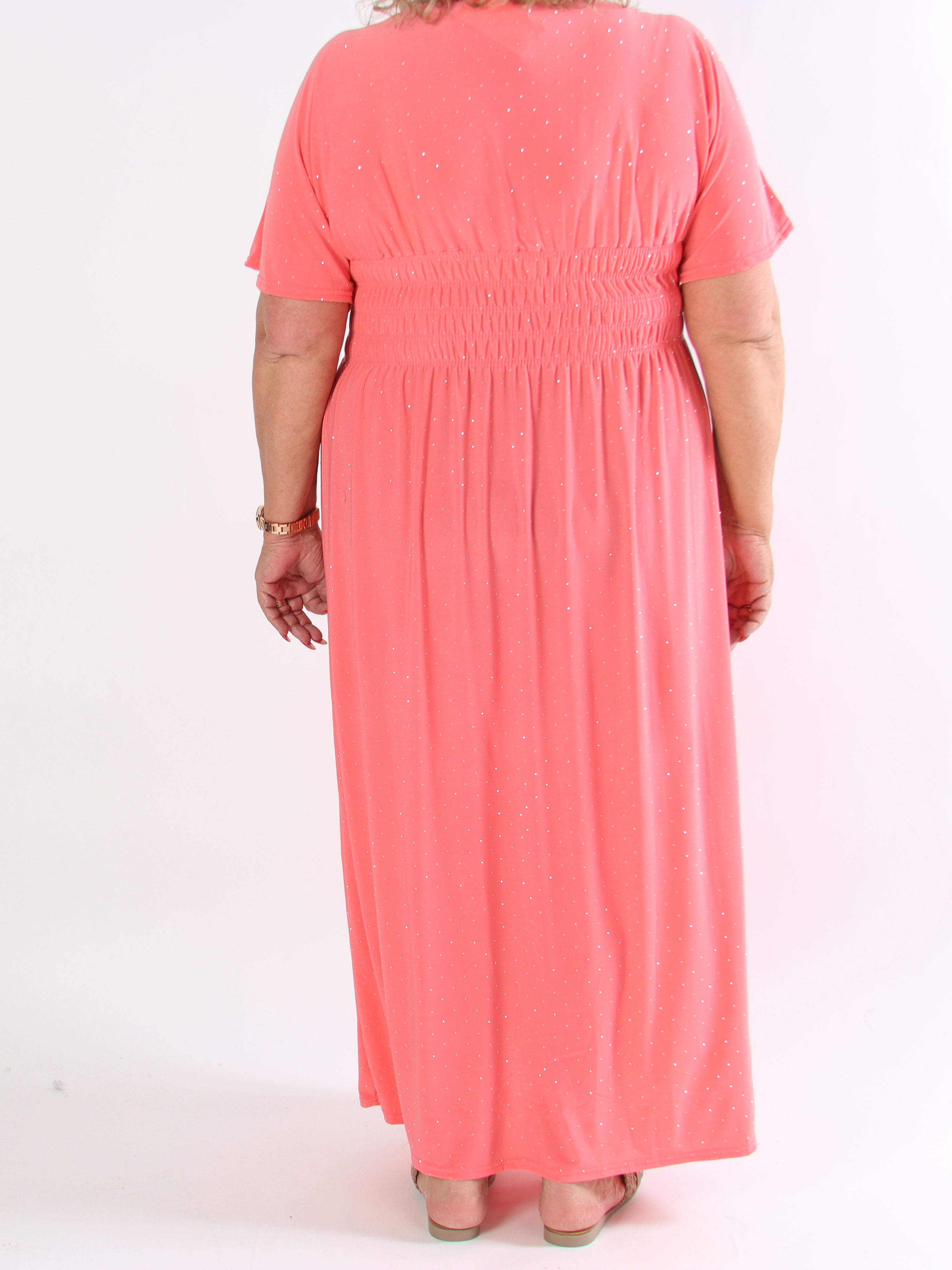 Pams Crystal - Lang elastisk plus size kjole med similisten