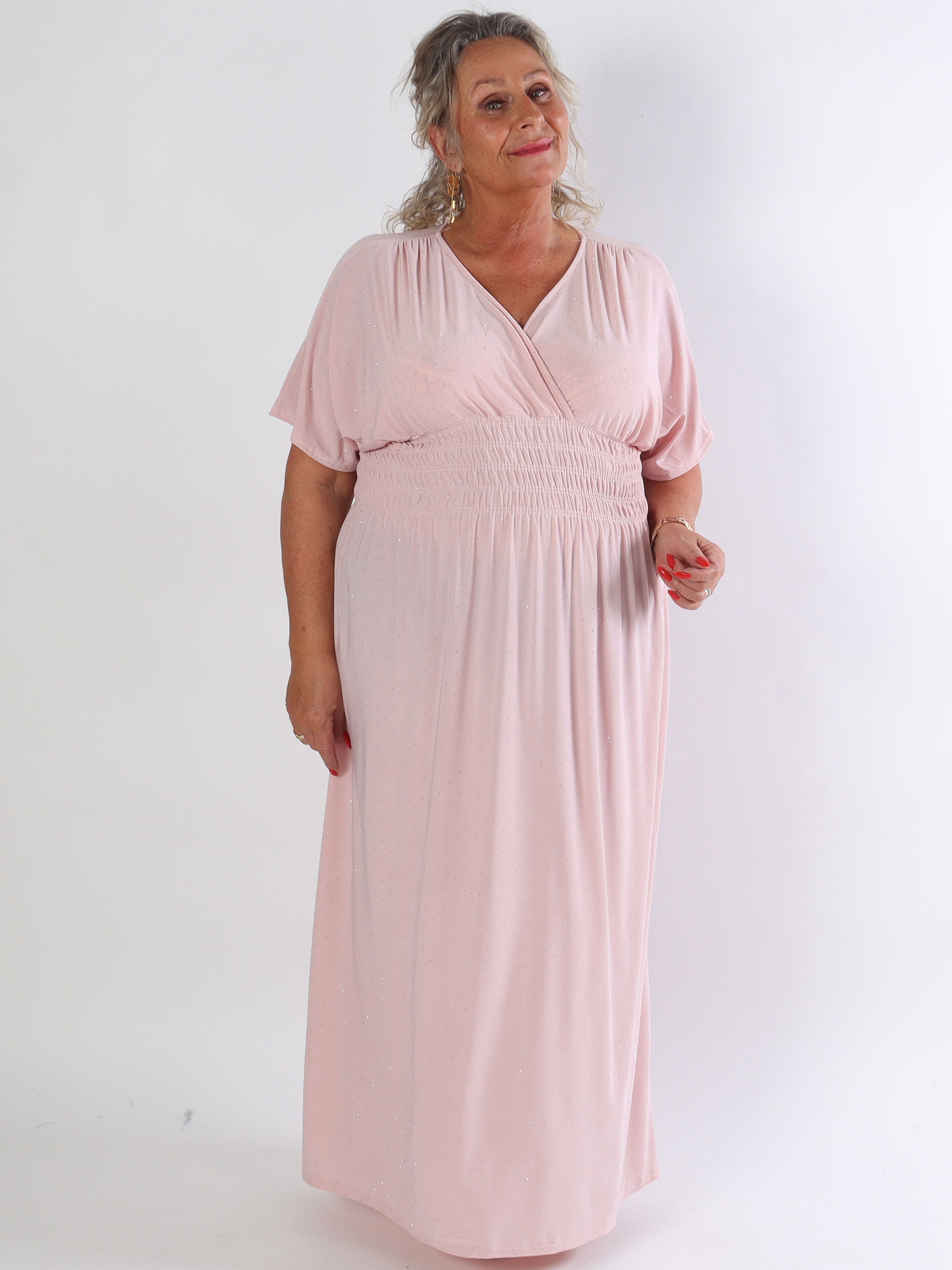Pams Crystal - Lang elastisk plus size kjole med similisten