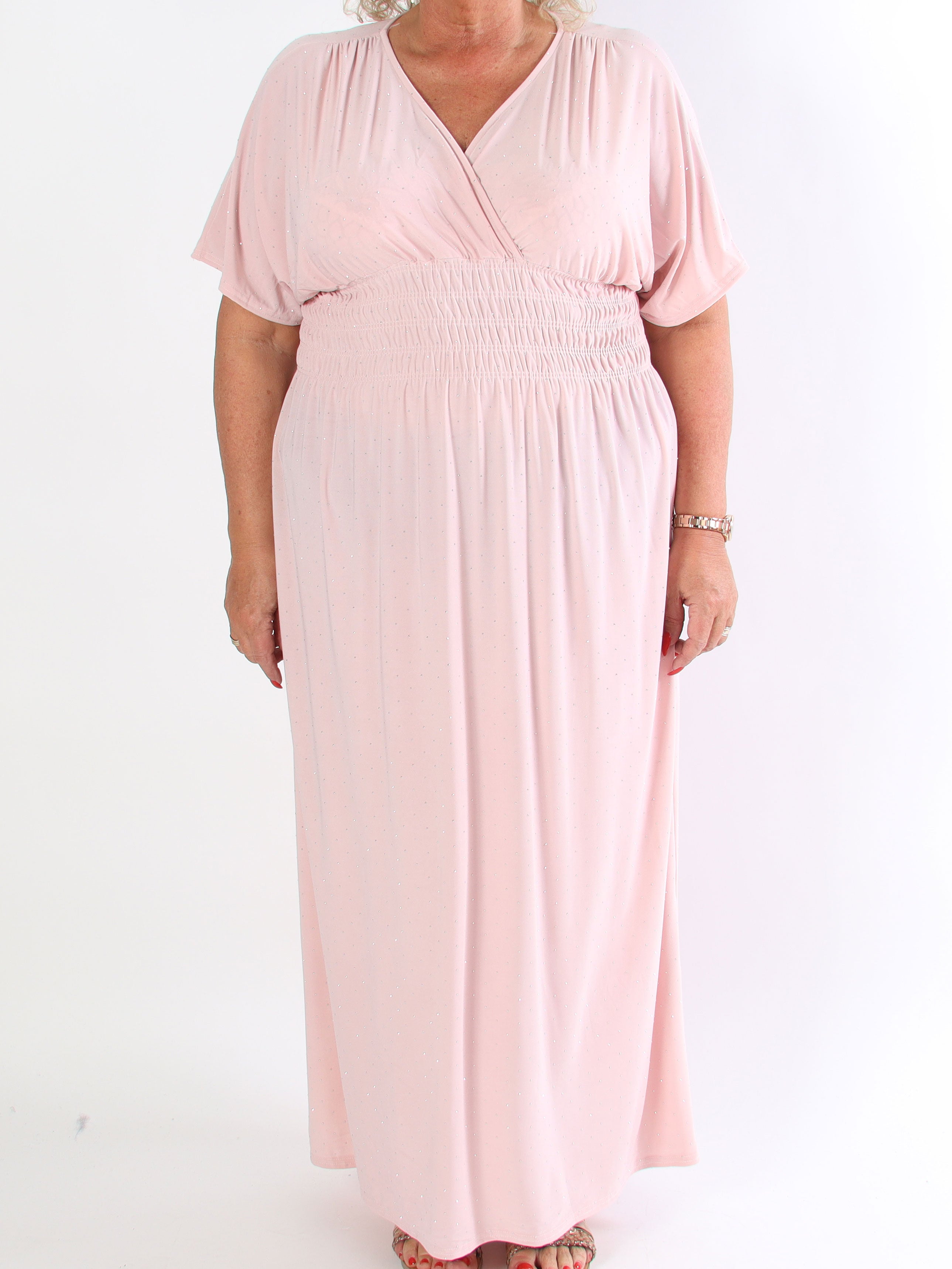 Pams Crystal - Lang elastisk plus size kjole med similisten