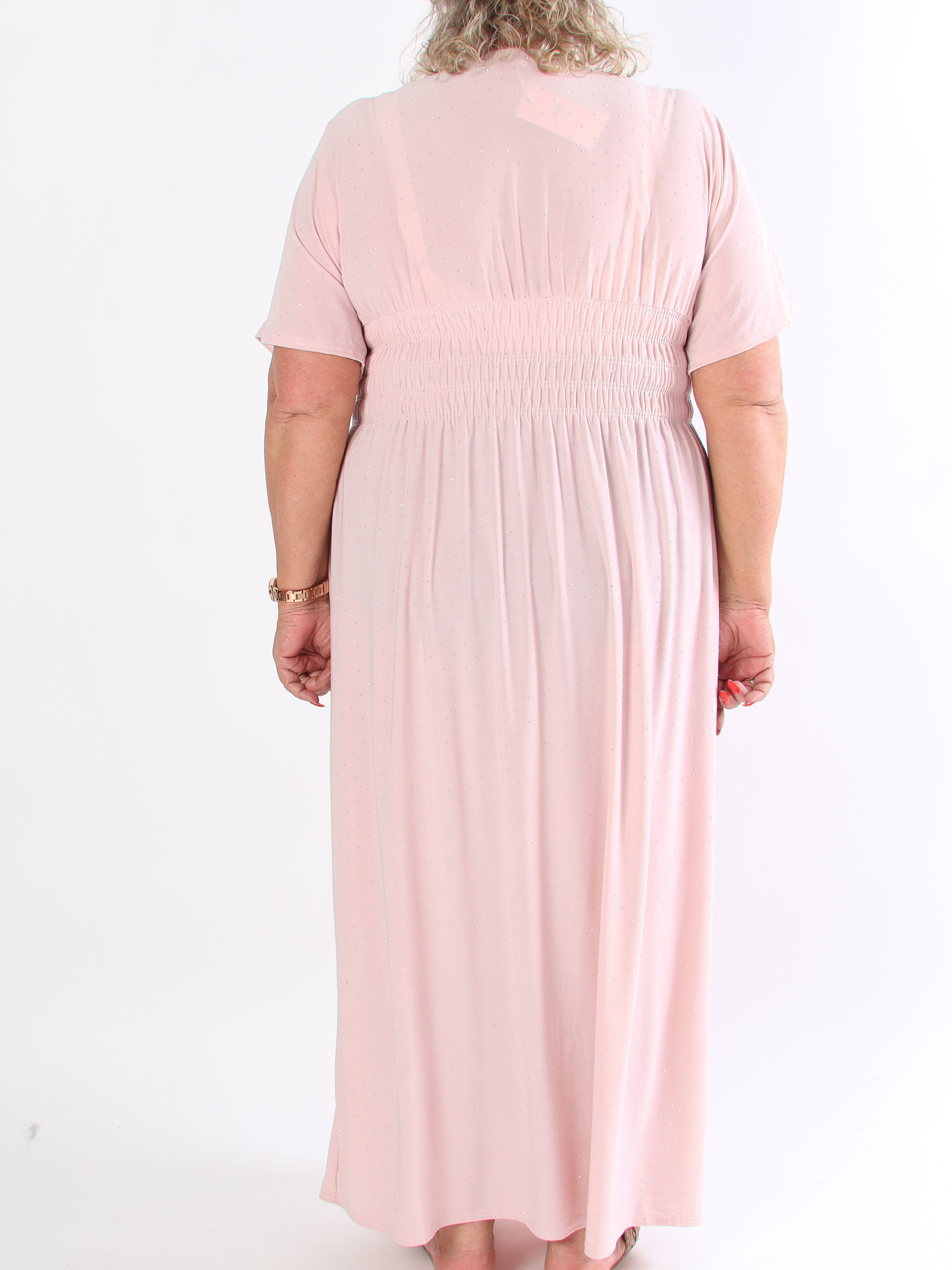 Pams Crystal - Lang elastisk plus size kjole med similisten