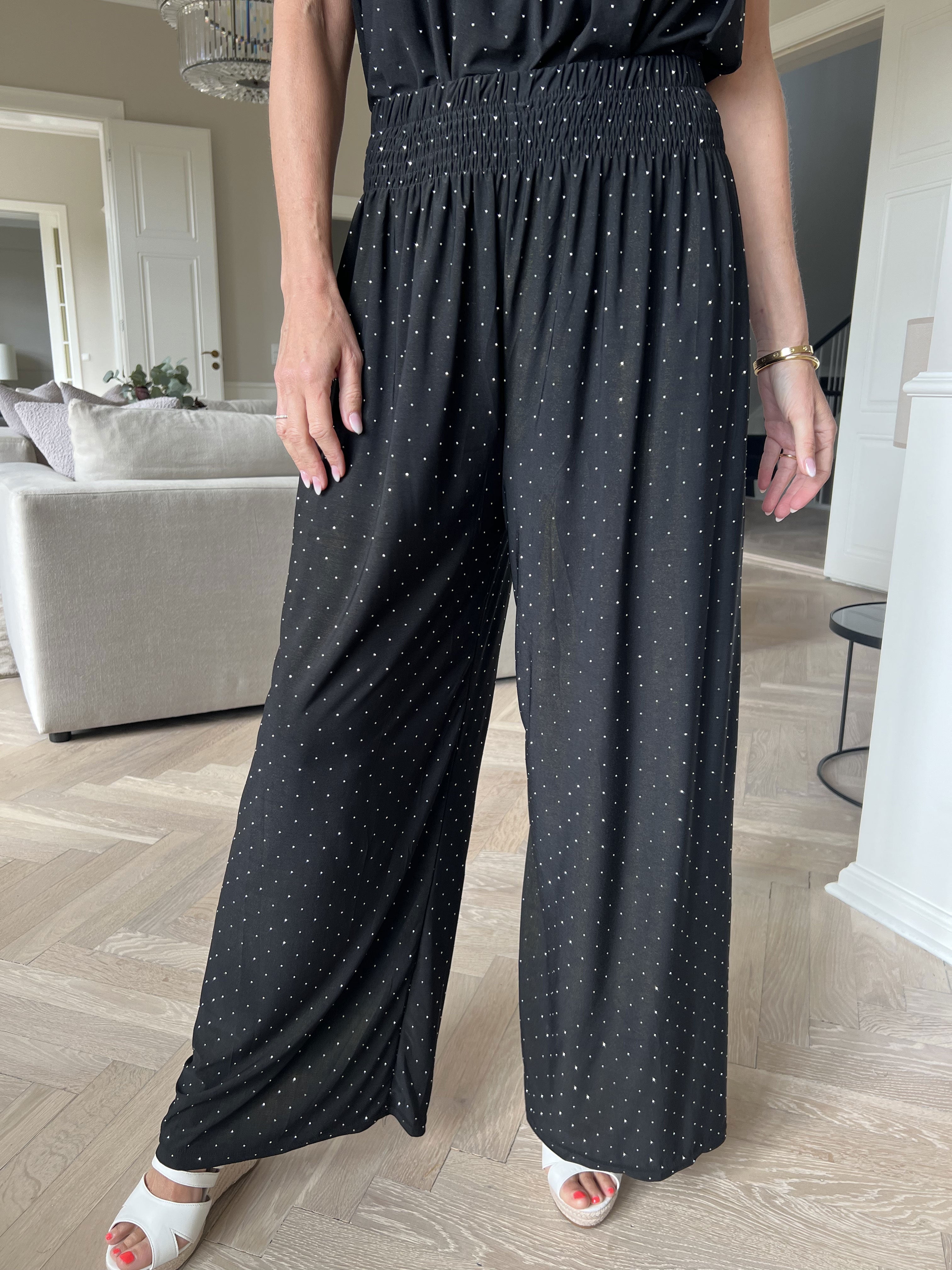 Pams Crystal Pants - Fine elastiske bukser pyntet med similisten