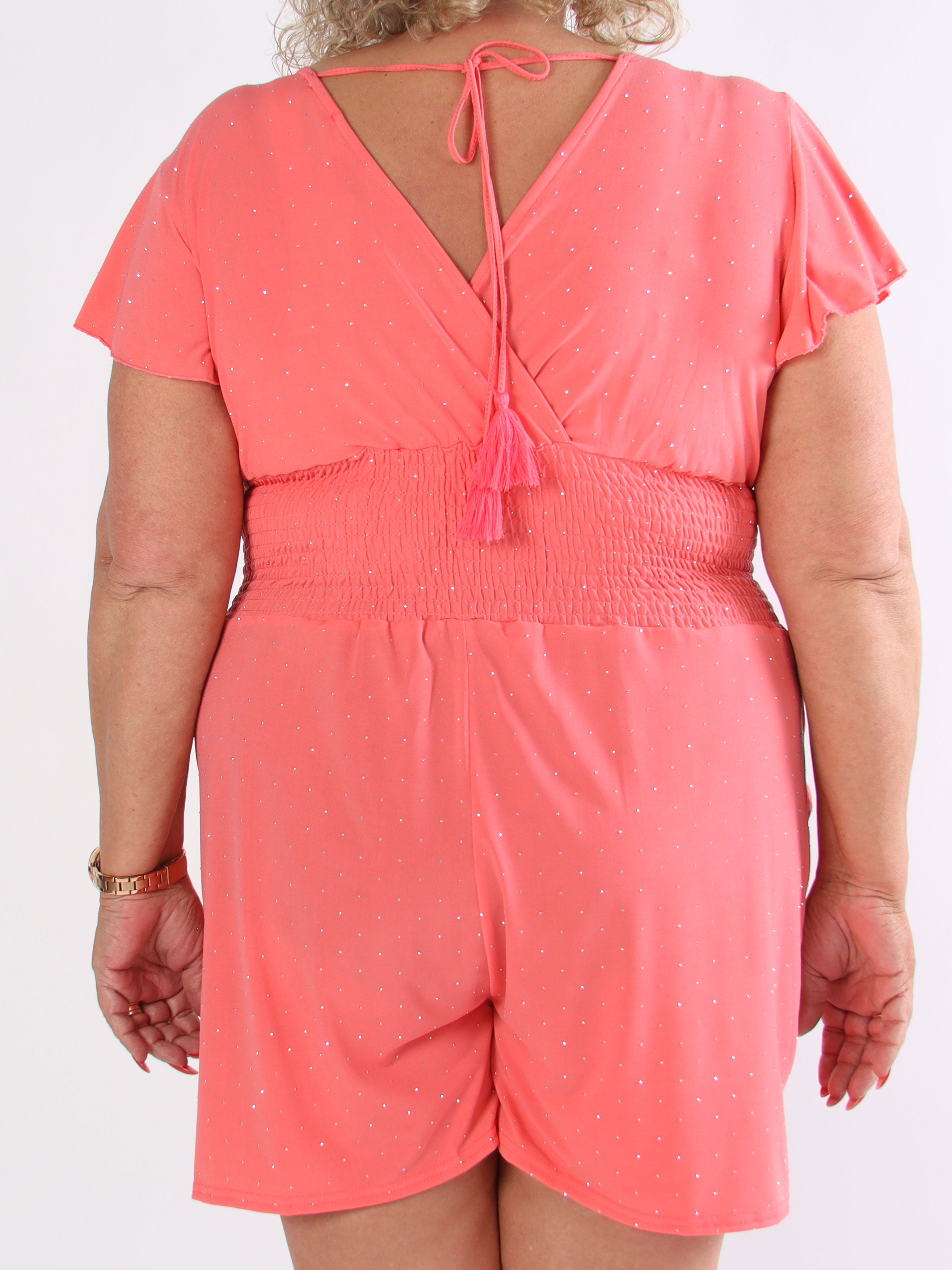 Pams Crystal Playsuit - Elastisk plus size buksedragt med similisten
