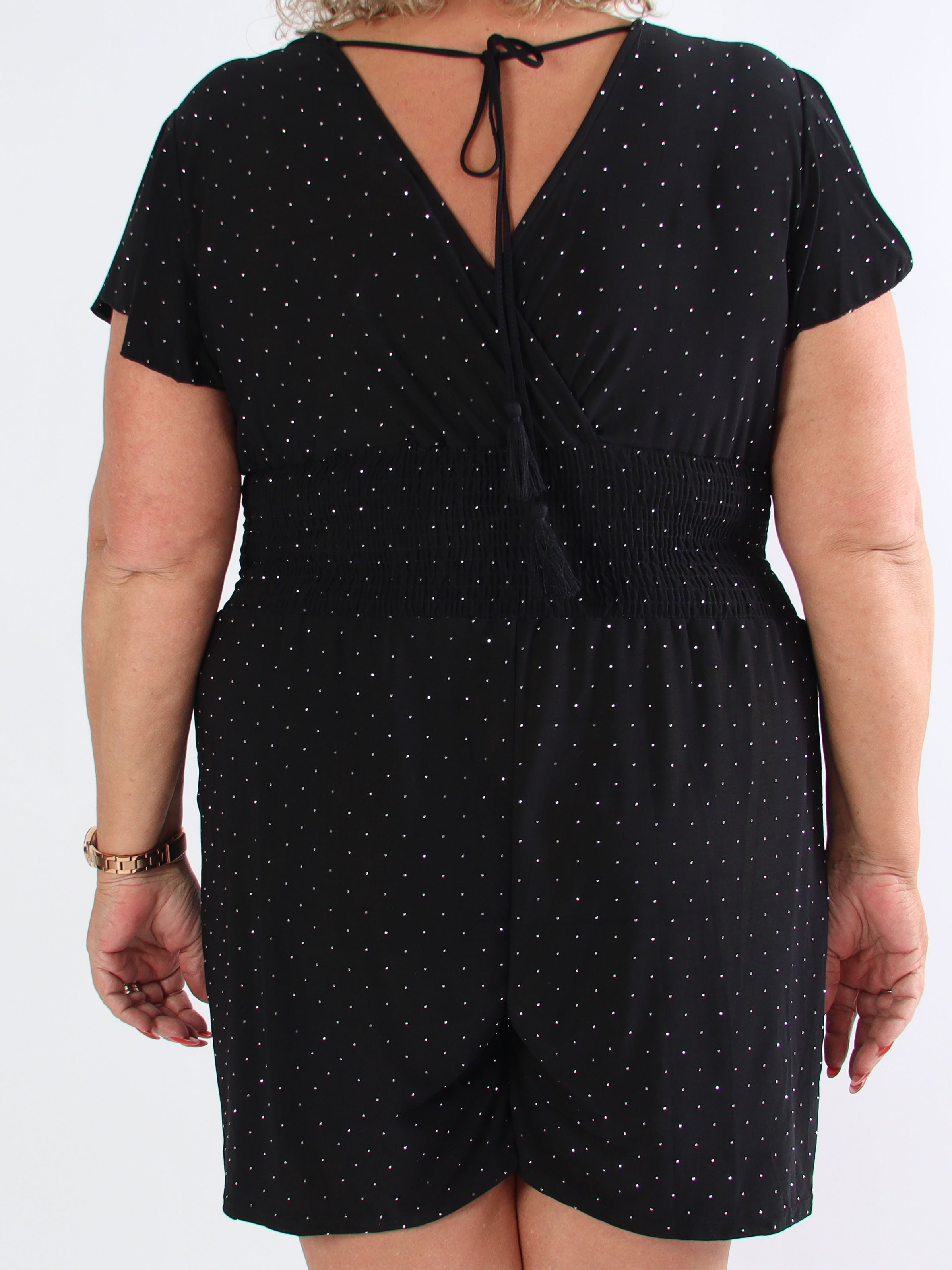Pams Crystal Playsuit - Elastisk plus size buksedragt med similisten