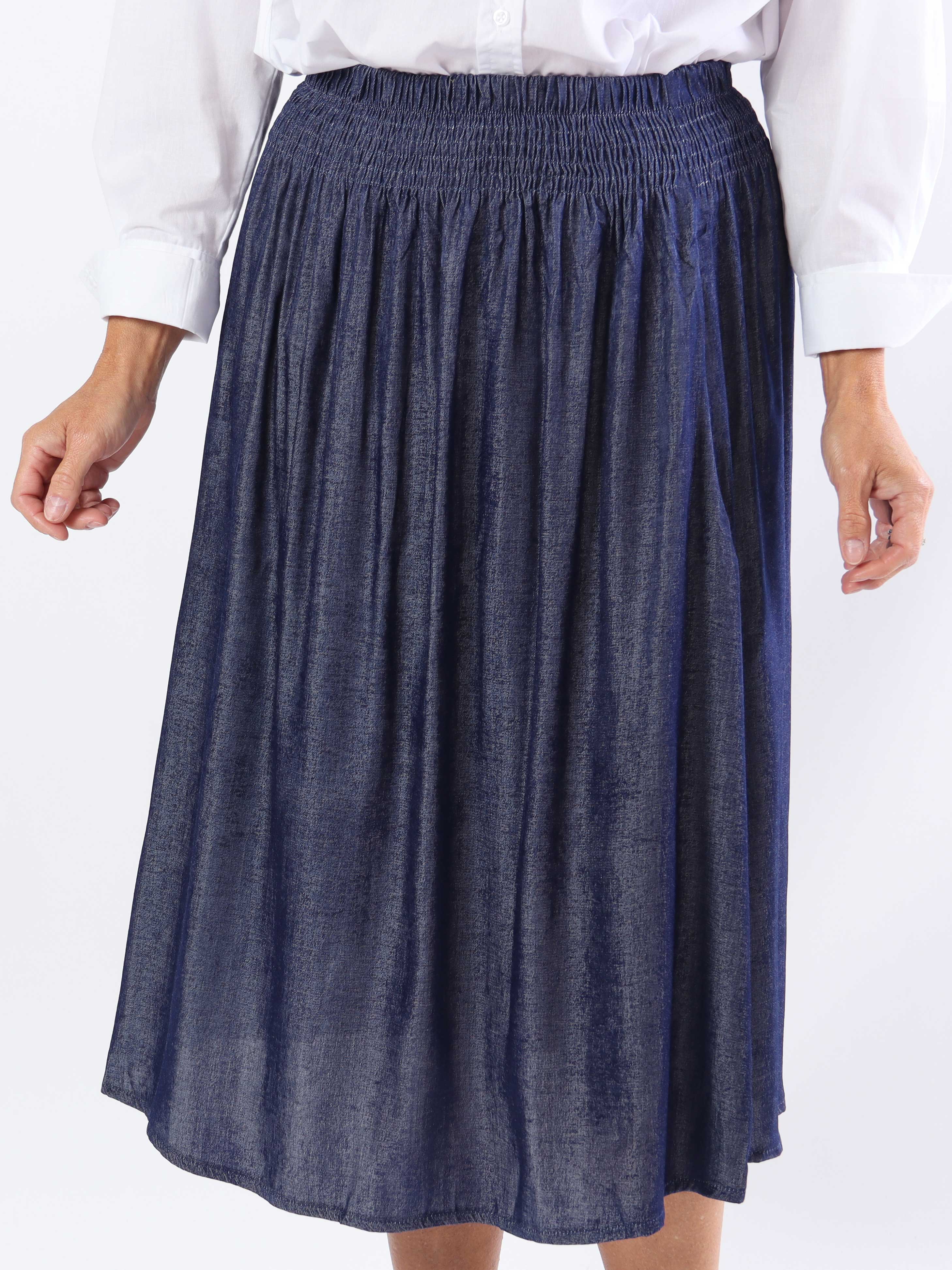 Pams Midi Denim Skirt - Plus size nederdel med lommer