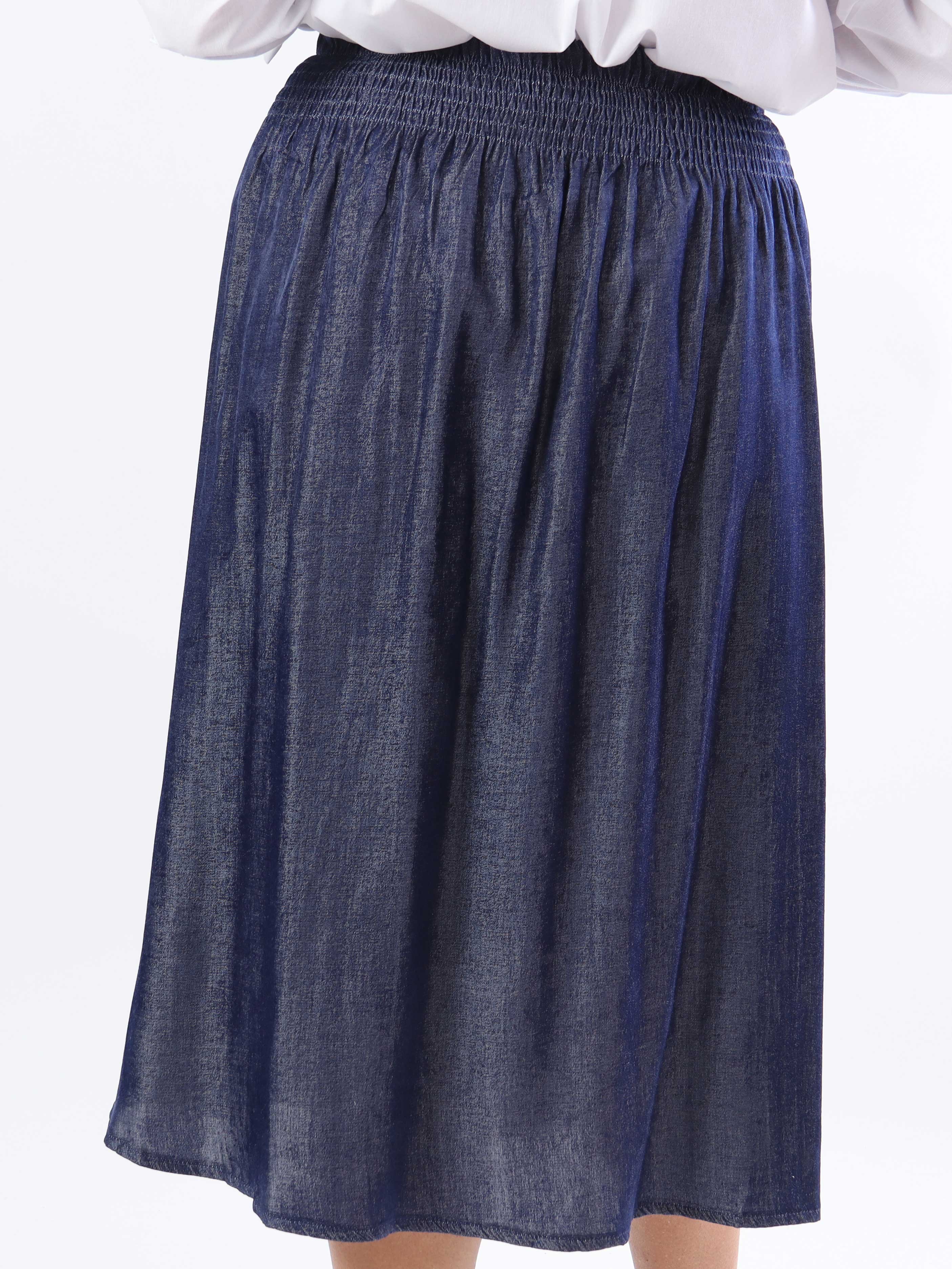 Pams Midi Denim Skirt - Plus size nederdel med lommer