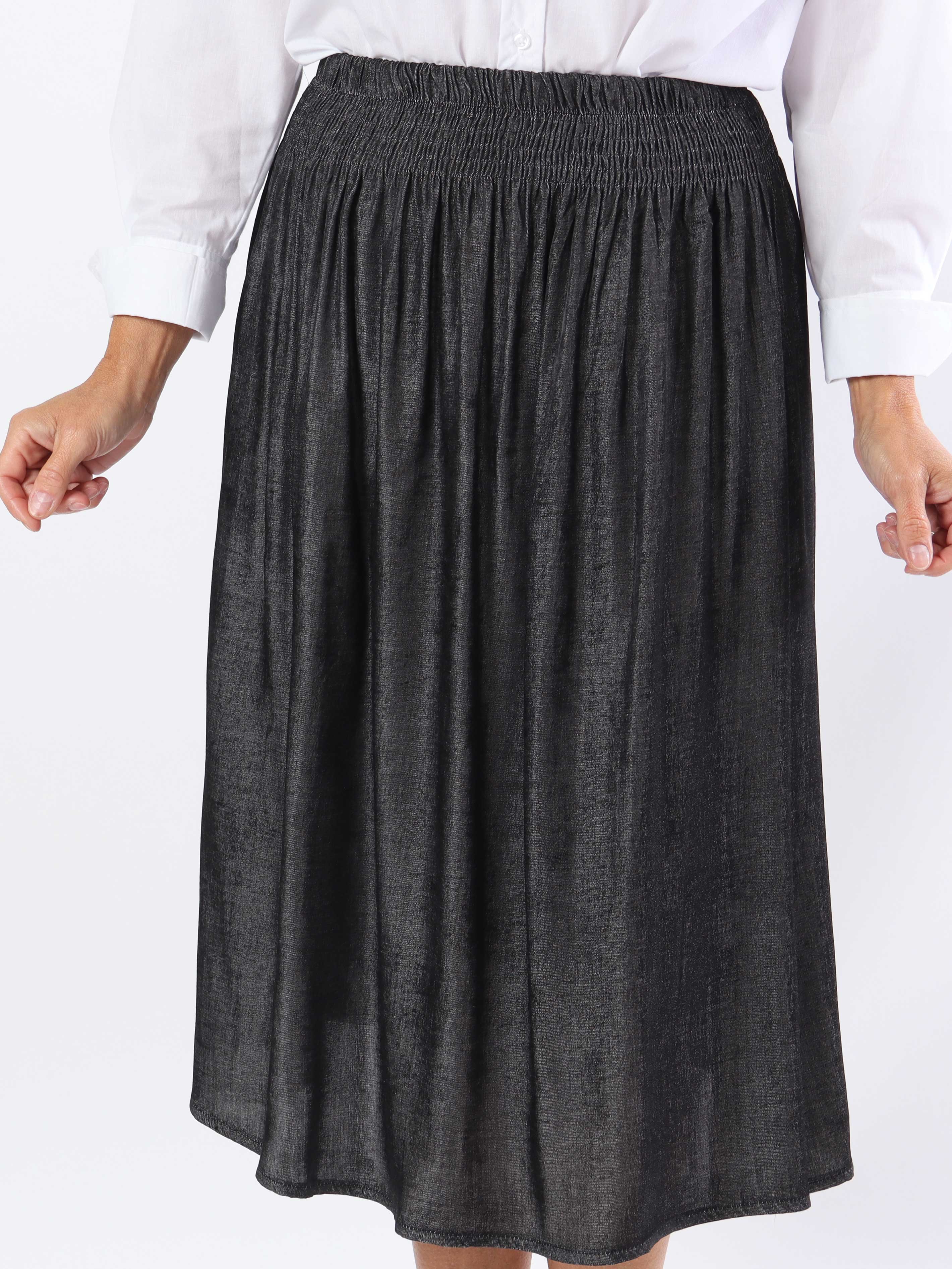 Pams Midi Denim Skirt - Plus size nederdel med lommer