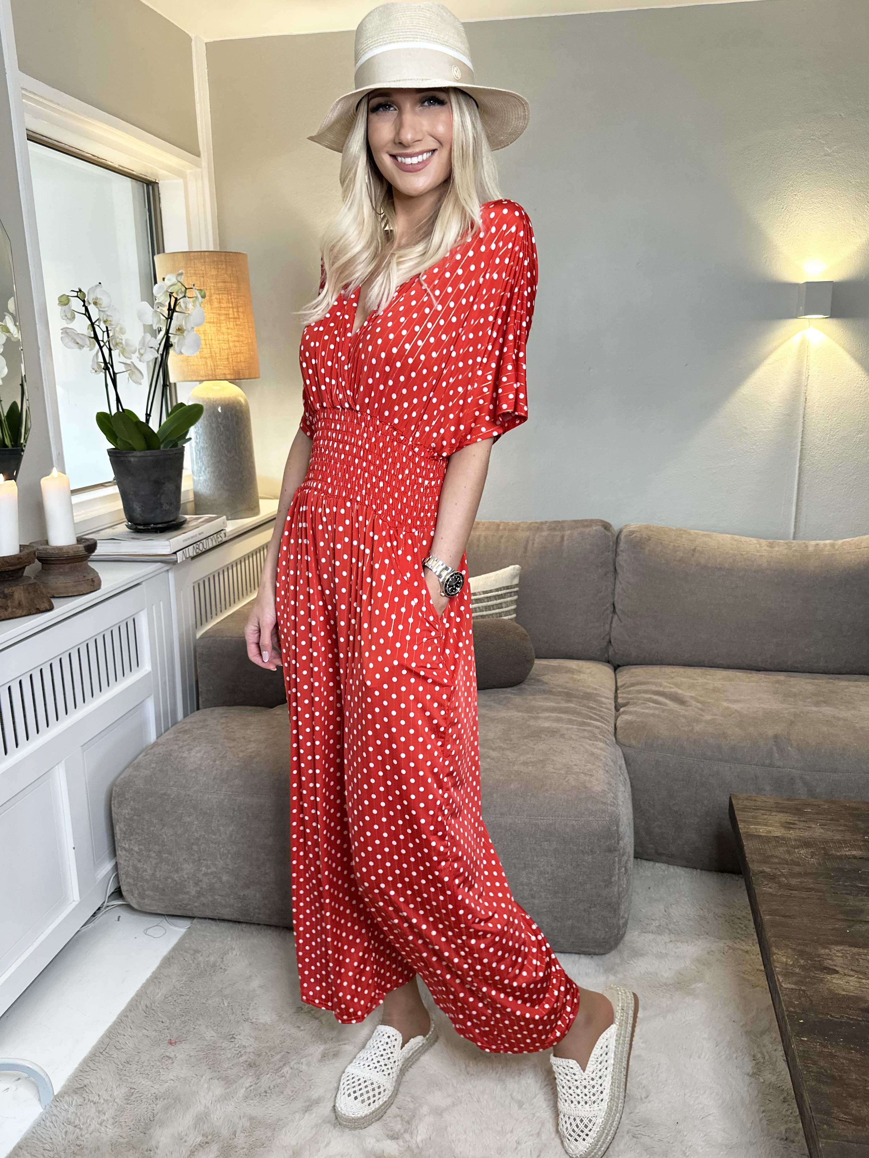 Pams Dot Jumpsuit - Elastisk buksedragt med prikker