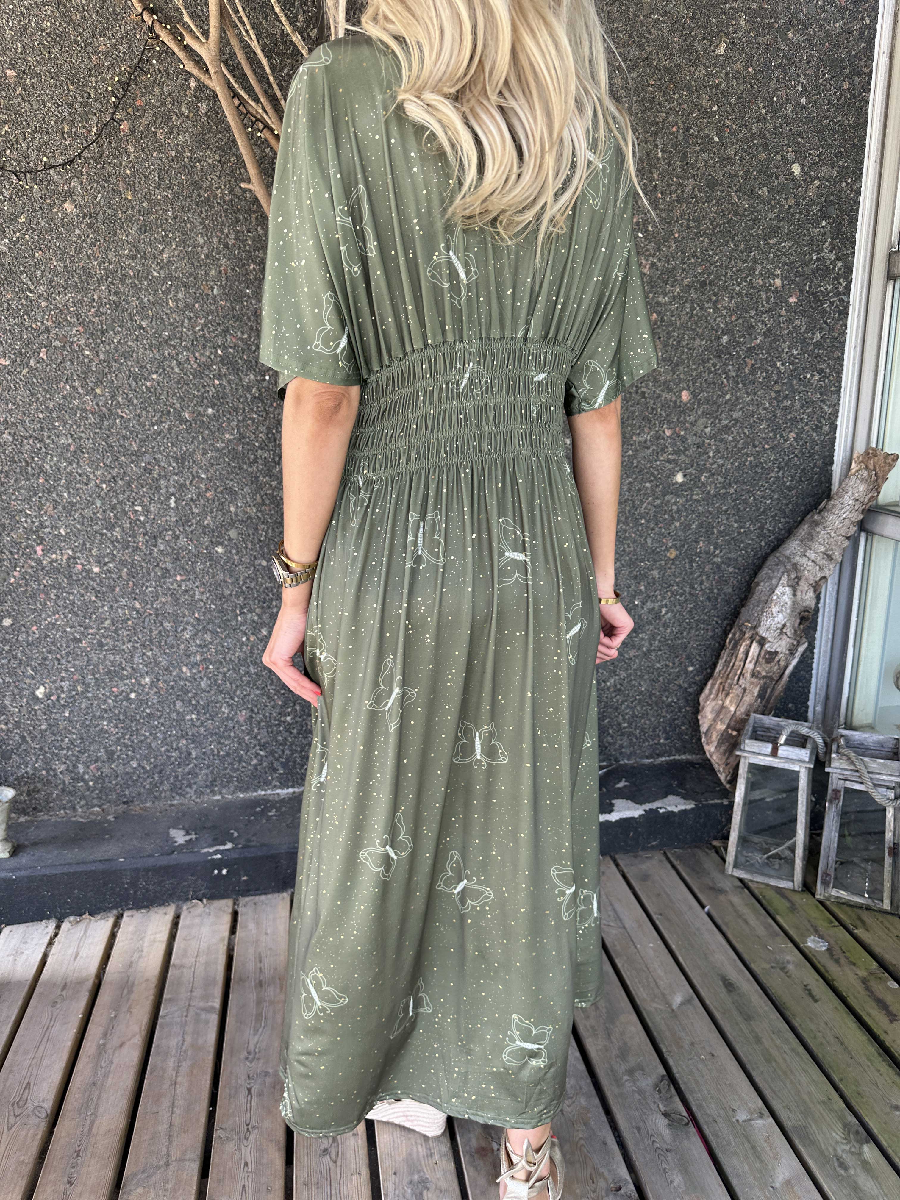 Pams Dust - Elastisk kjole med sommerfugle og guld støv