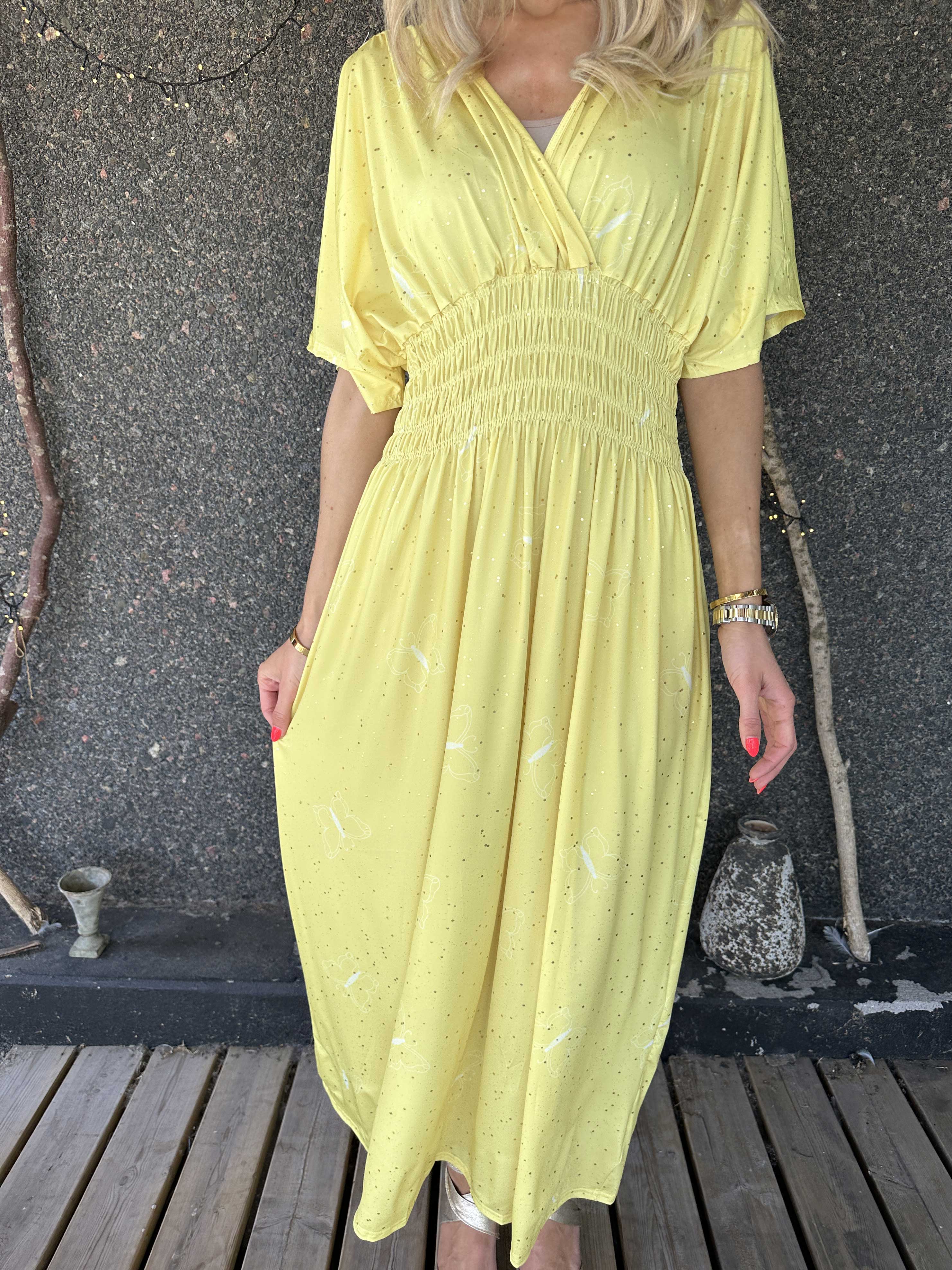 Pams Dust - Elastisk kjole med sommerfugle og guld støv