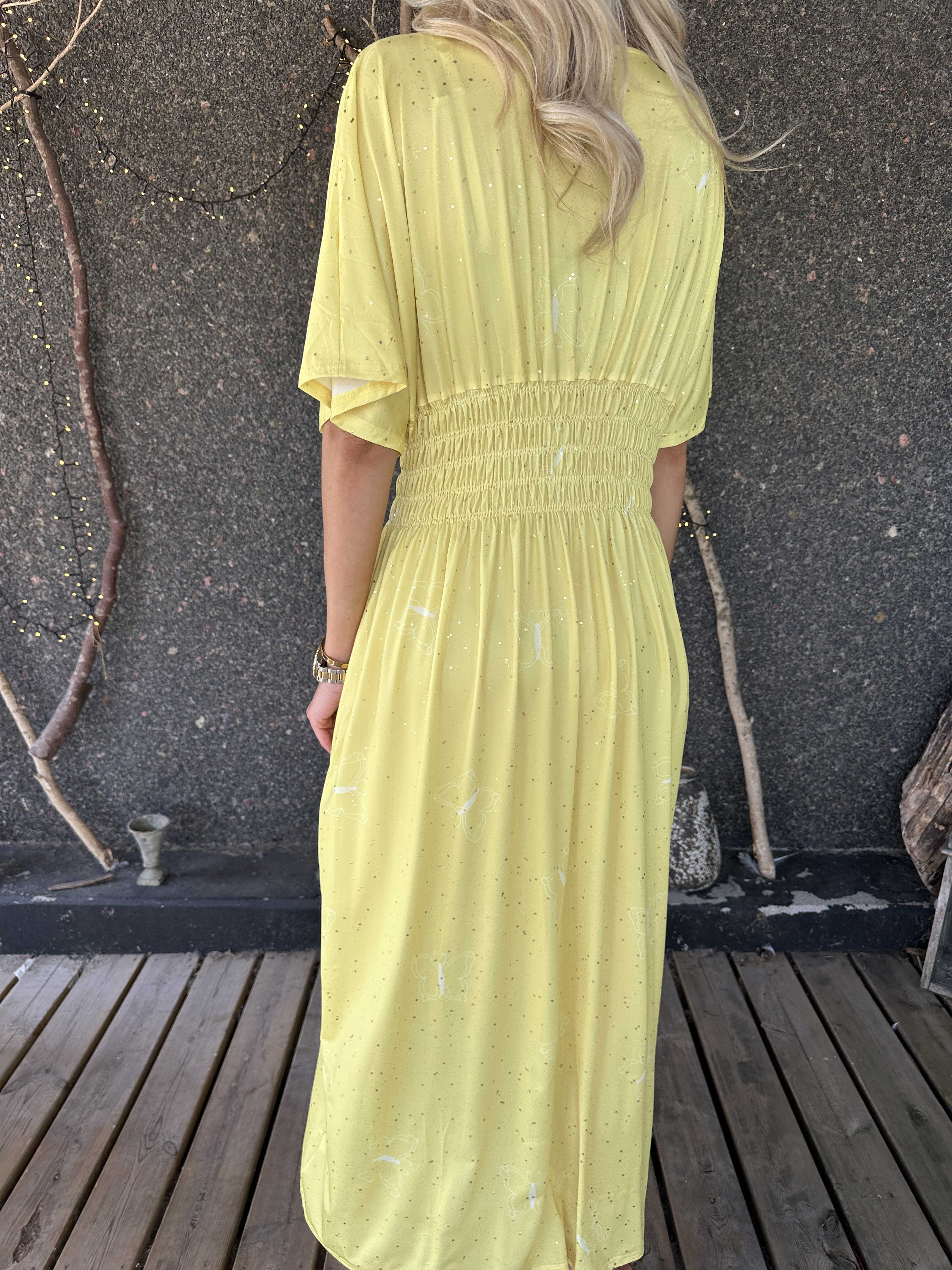 Pams Dust - Elastisk kjole med sommerfugle og guld støv