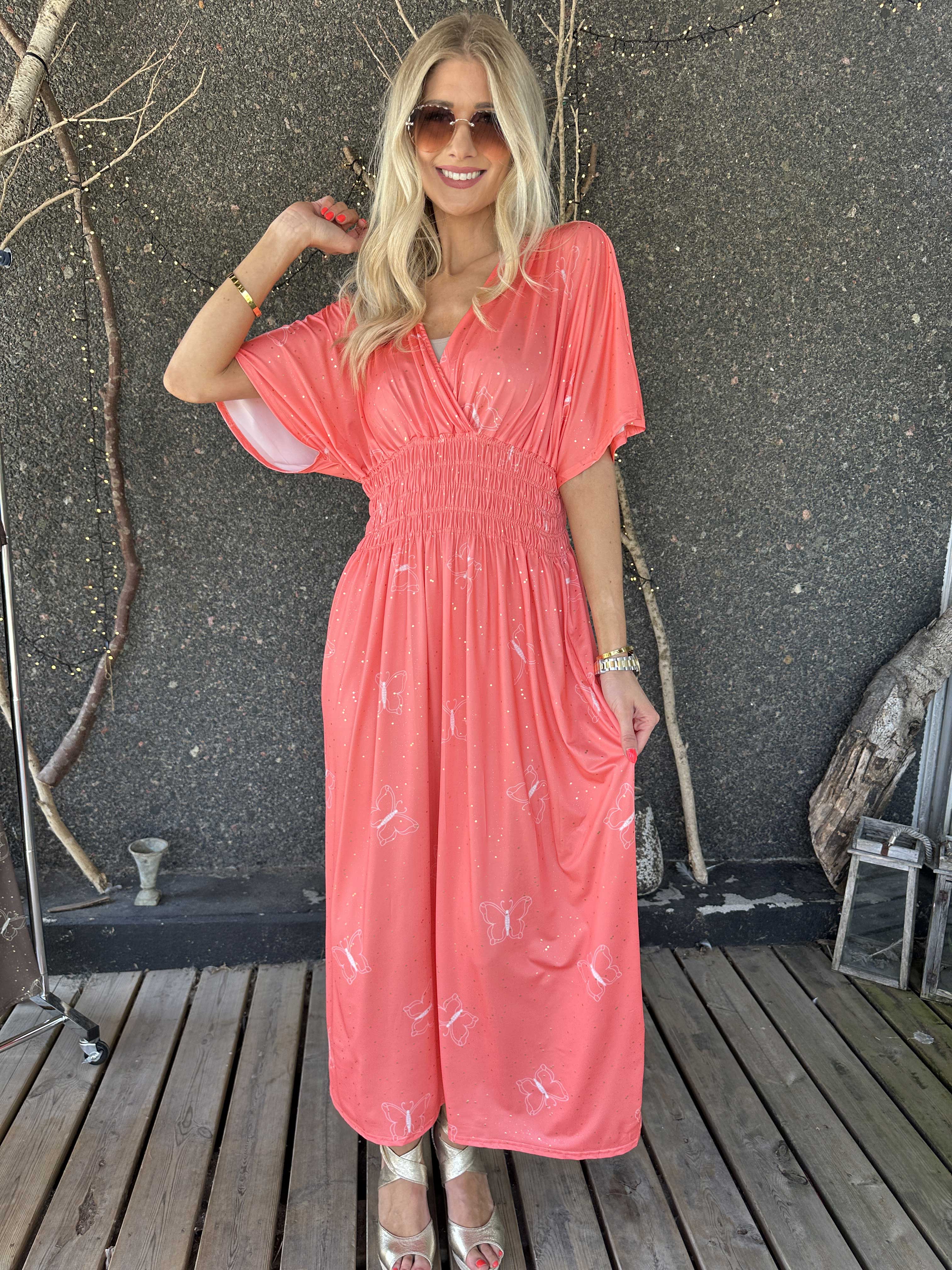 Pams Dust - Elastisk kjole med sommerfugle og guld støv