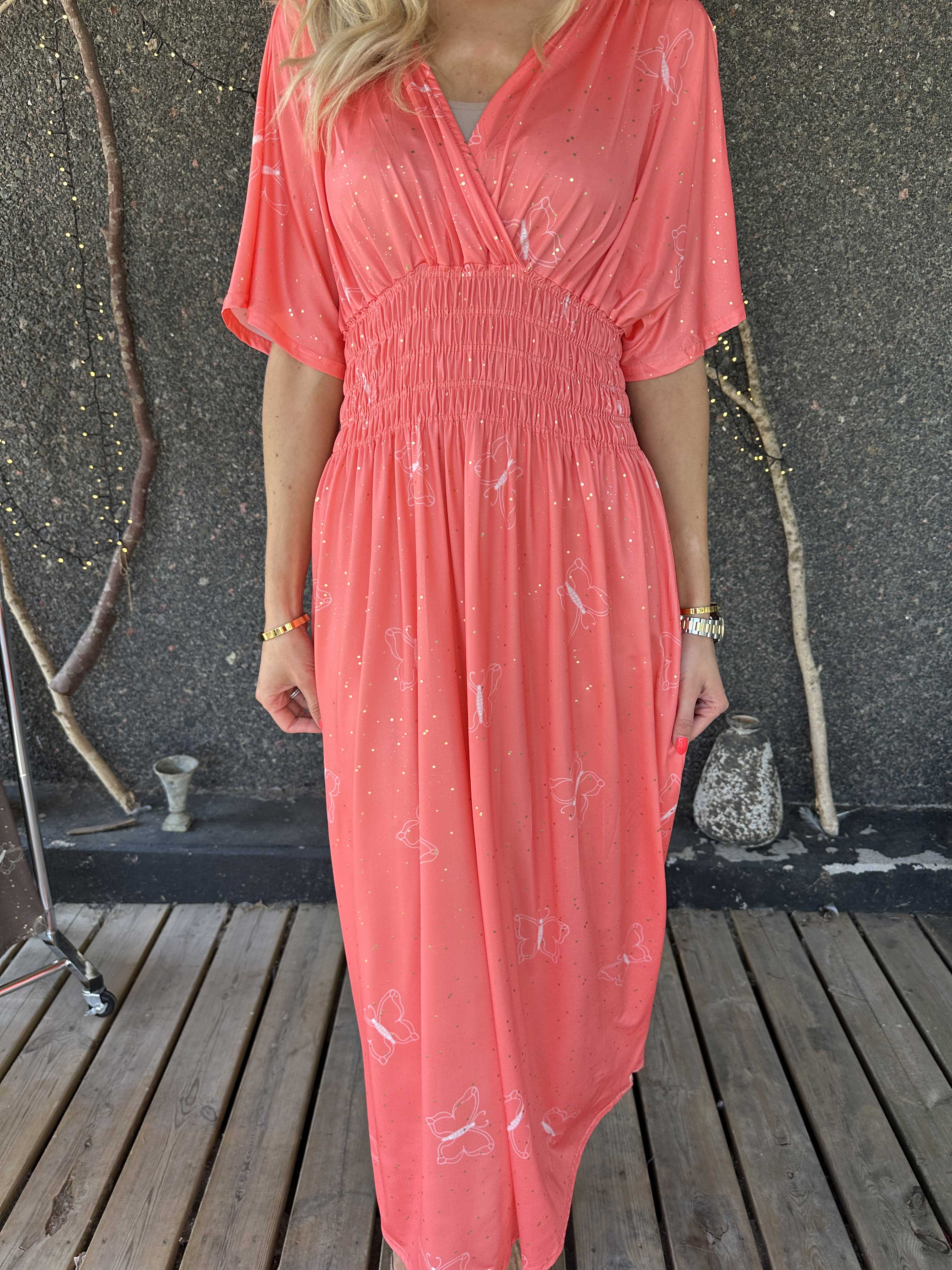 Pams Dust - Elastisk kjole med sommerfugle og guld støv