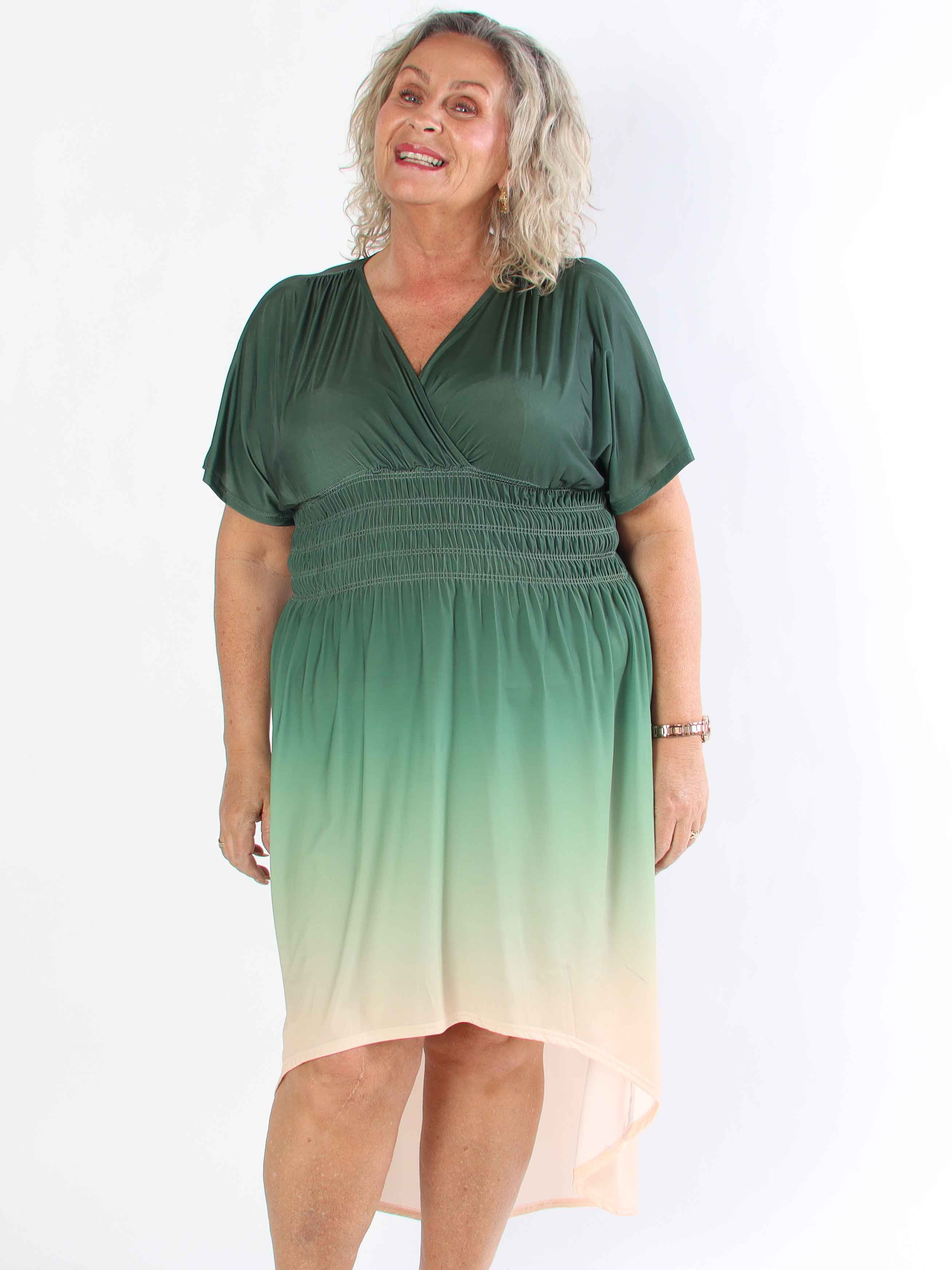 Pams Fade High-low - Elastisk flerfarvet plus size kjole