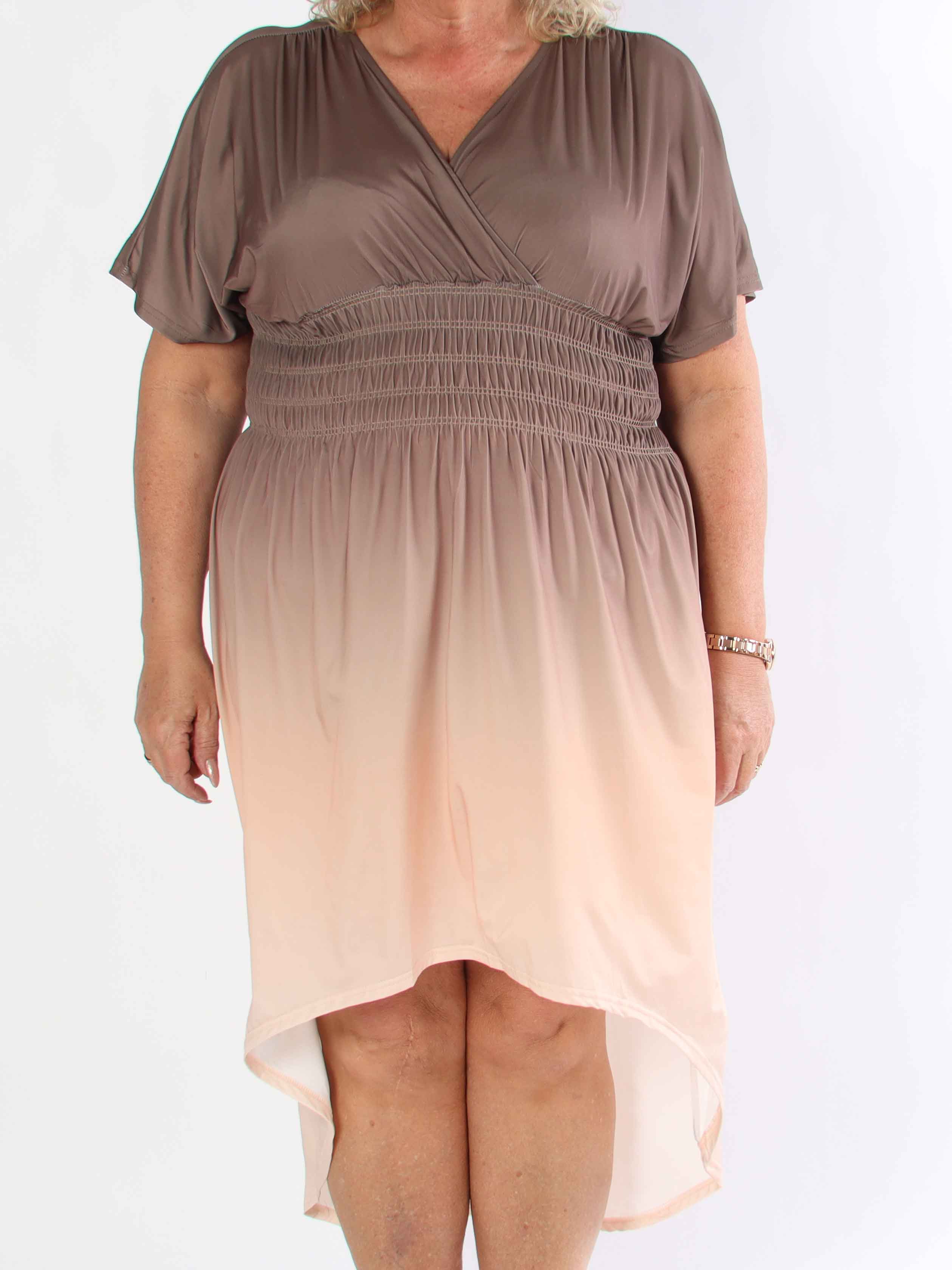 Pams Fade High-low - Elastisk flerfarvet plus size kjole