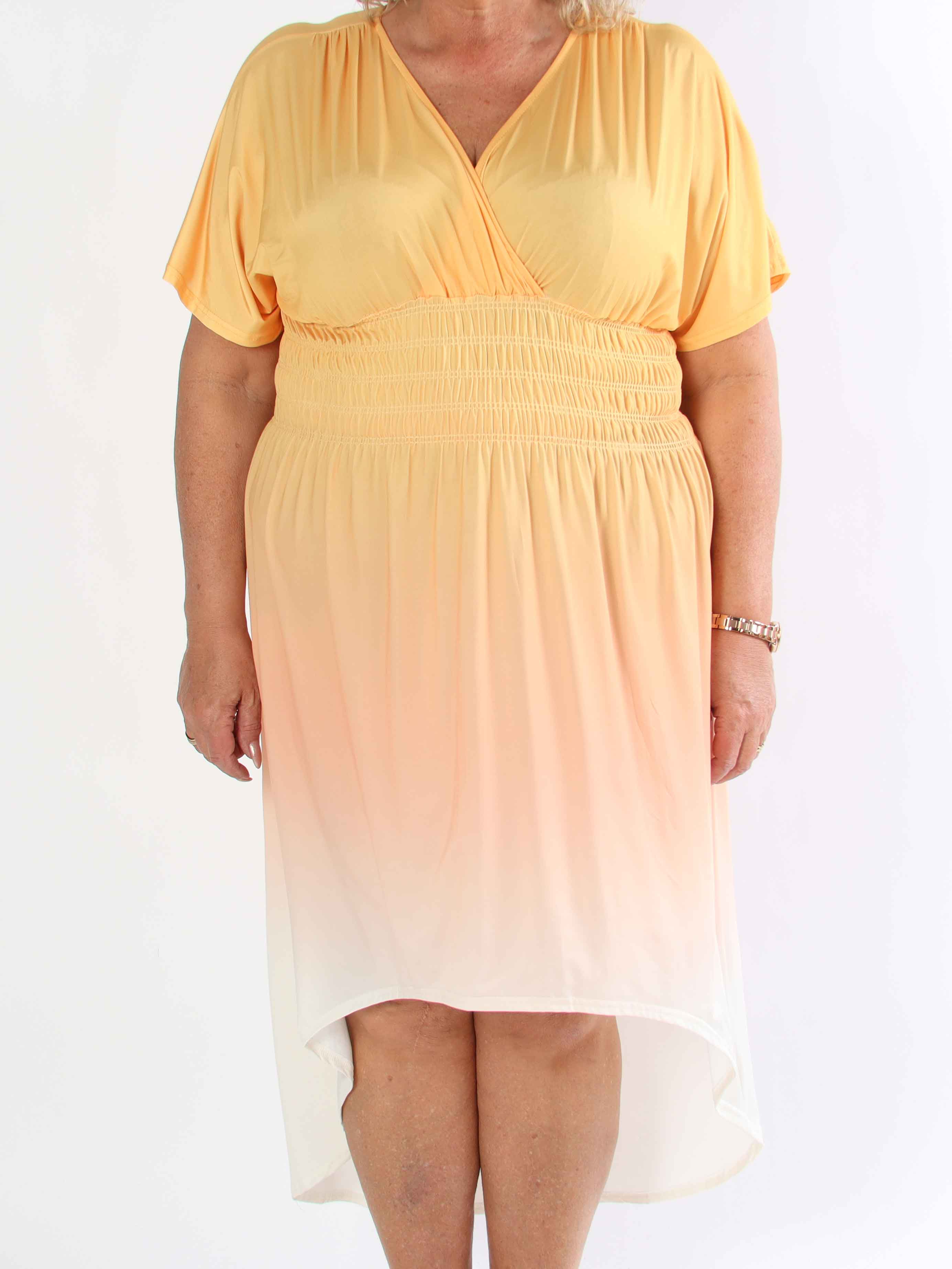 Pams Fade High-low - Elastisk flerfarvet plus size kjole