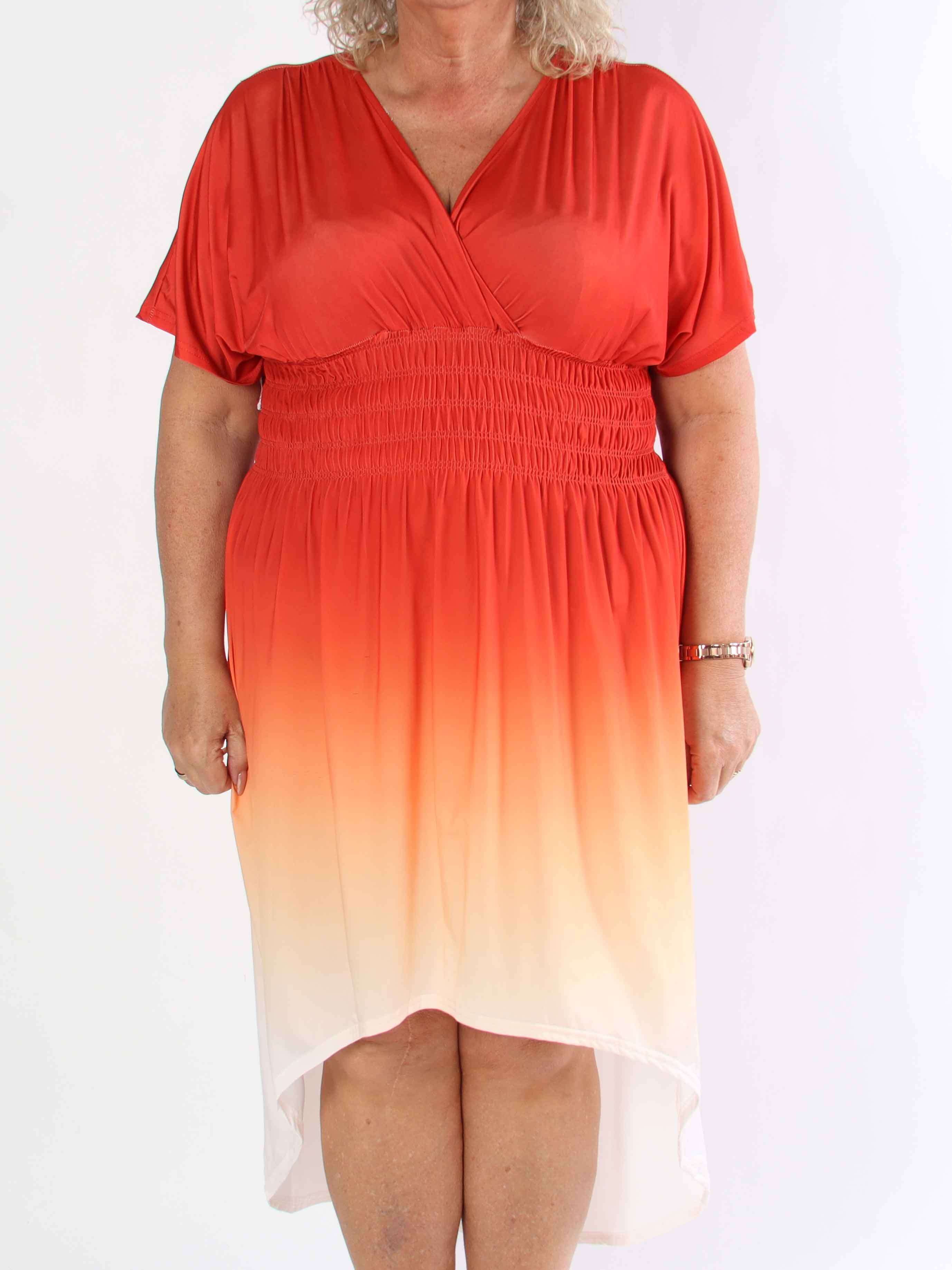 Pams Fade High-low - Elastisk flerfarvet plus size kjole