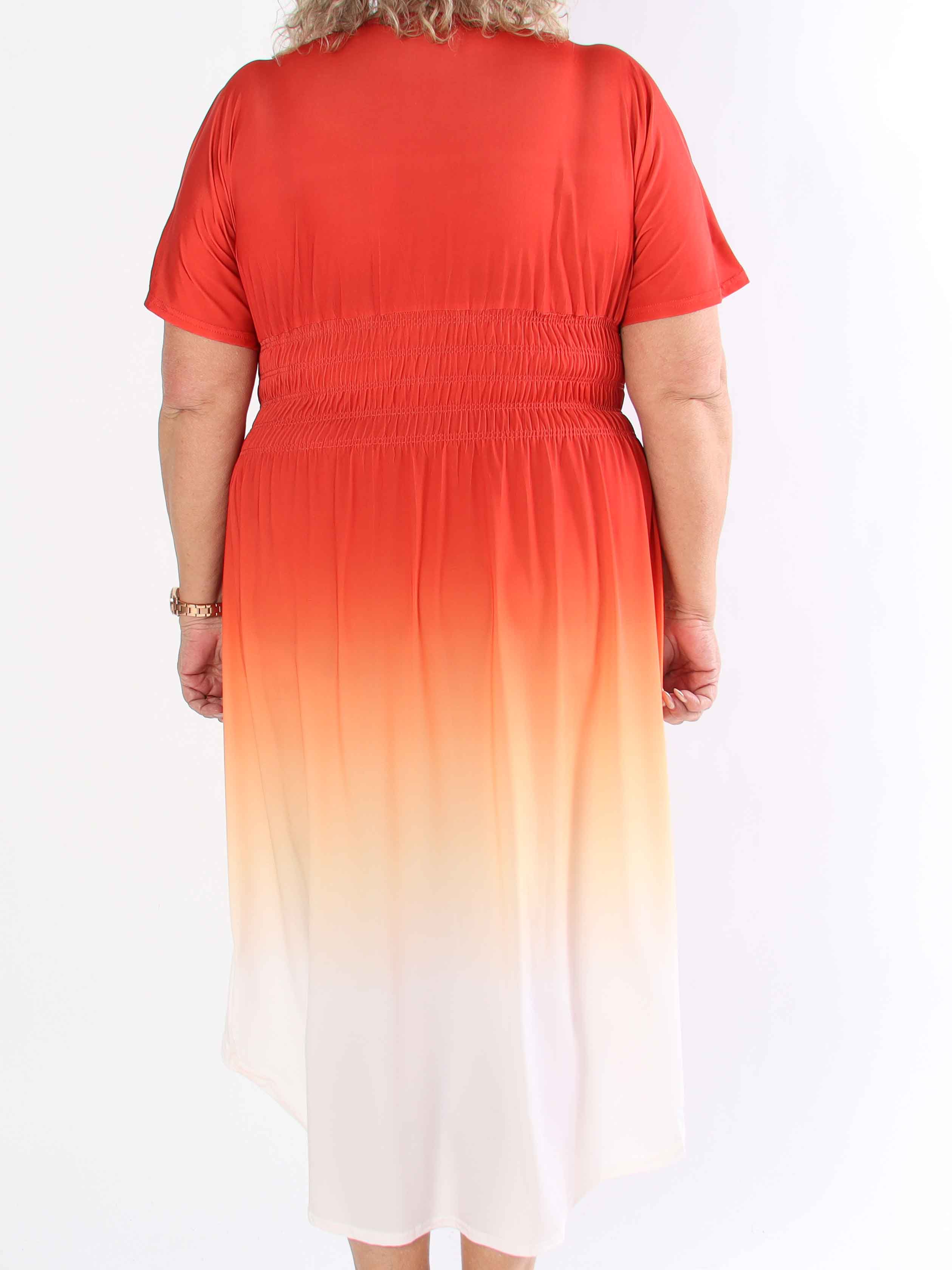 Pams Fade High-low - Elastisk flerfarvet plus size kjole