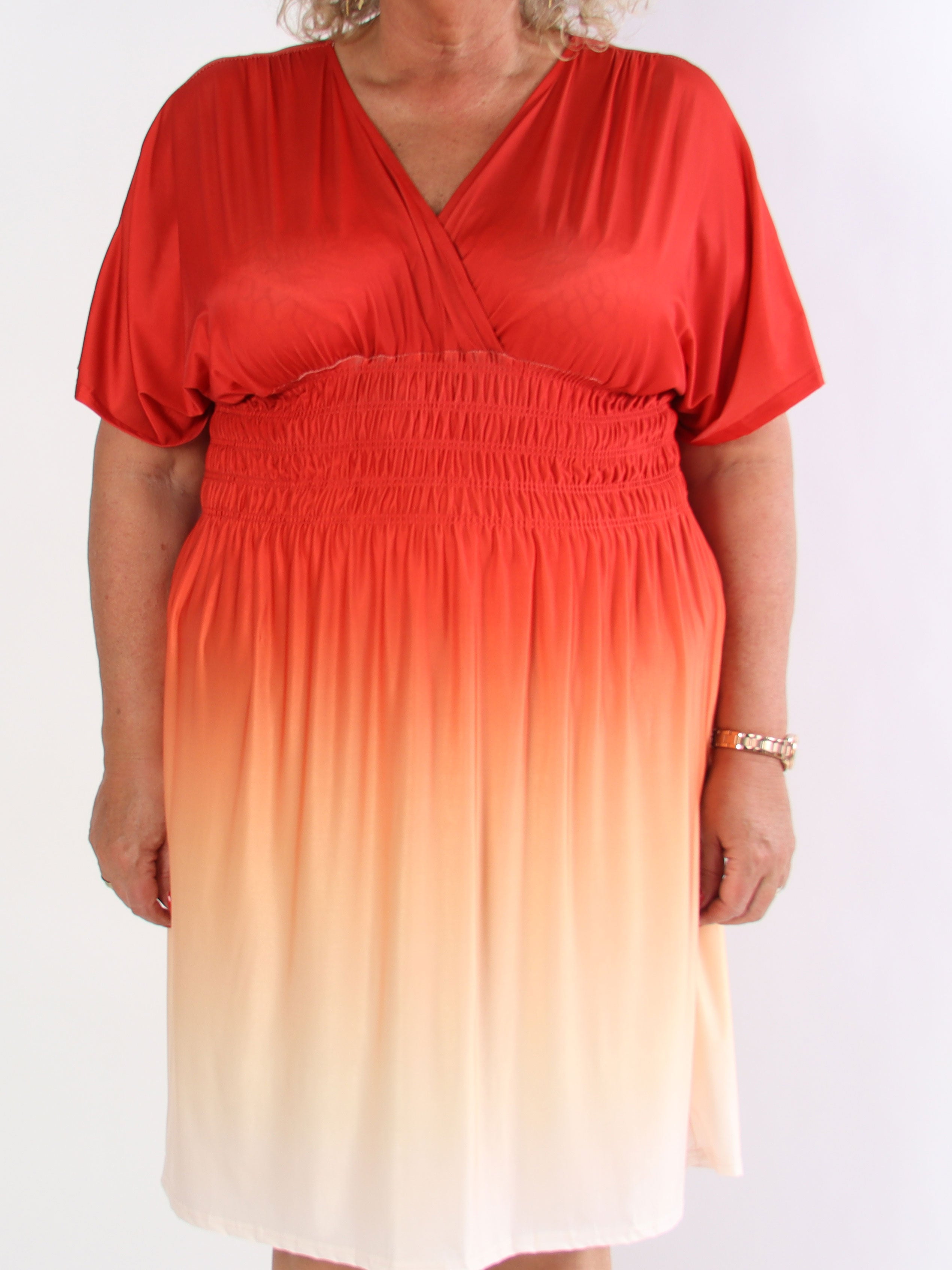 Pams Fade Short - Flerfarvet elastisk plus size kjole