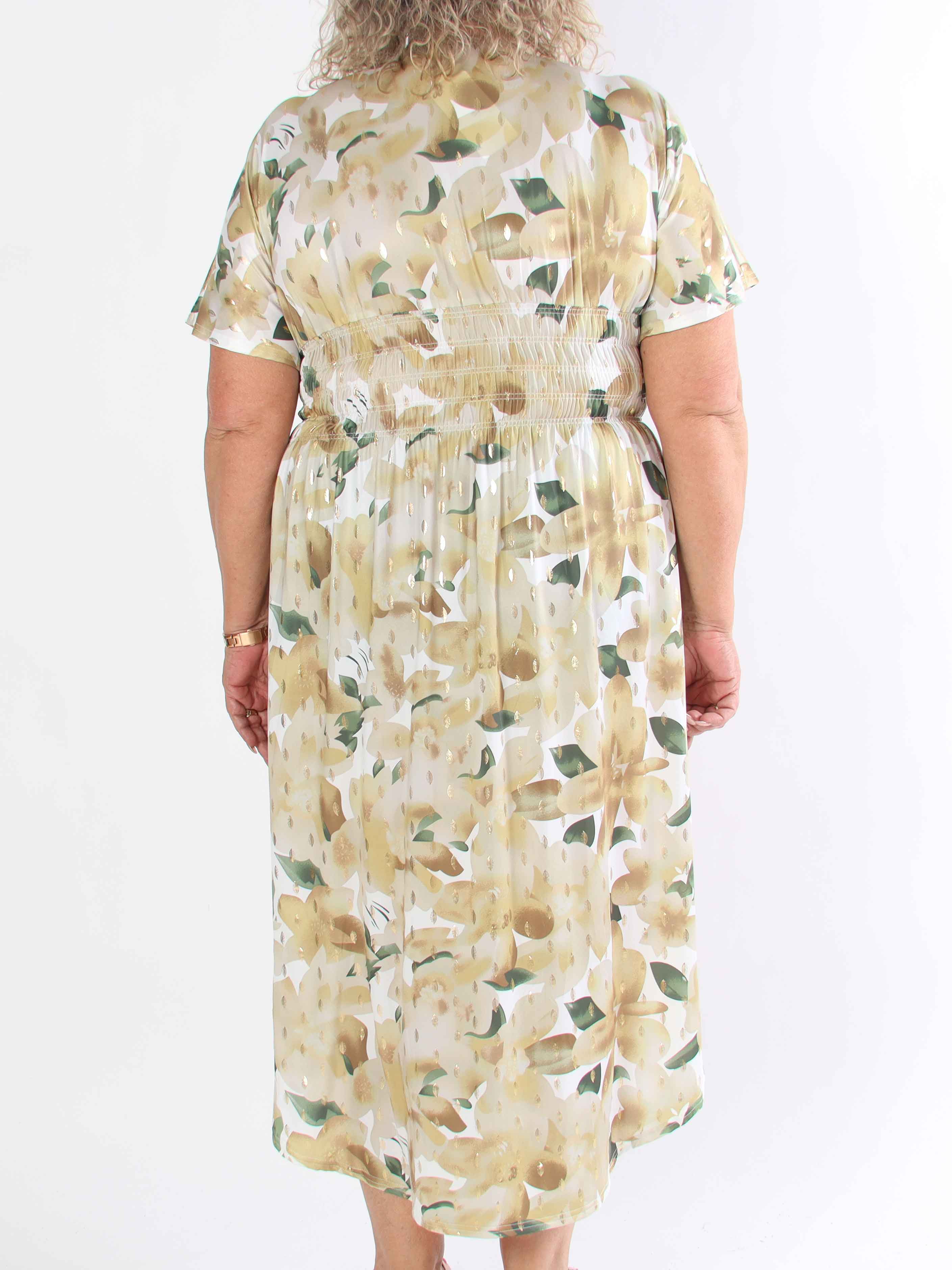 Pams Sweet Flower High-low - Elastisk plus size kjole med blomsterprint