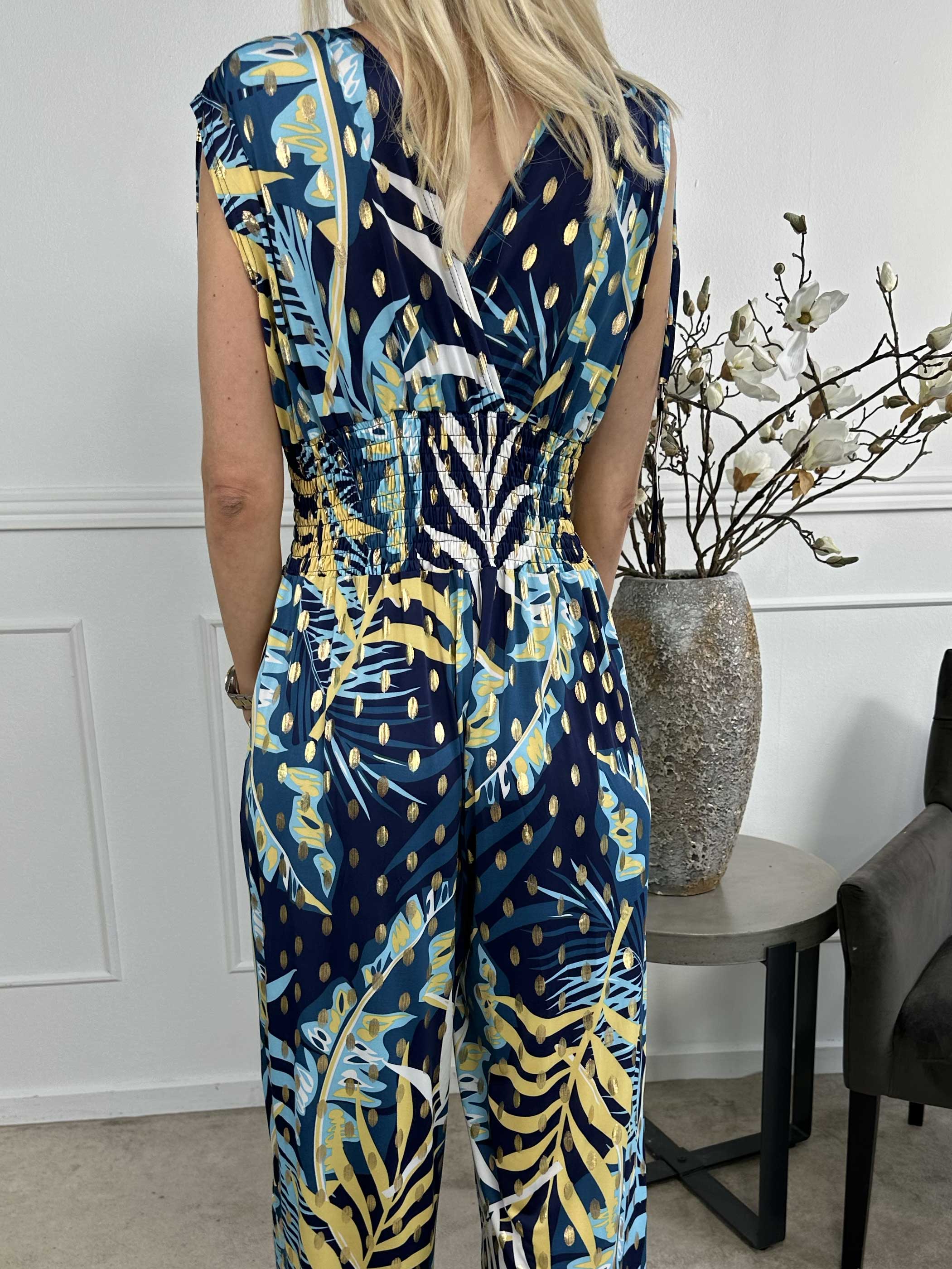 Pams Forest Jumpsuit N/S - Elastisk buksedragt med bladmønster
