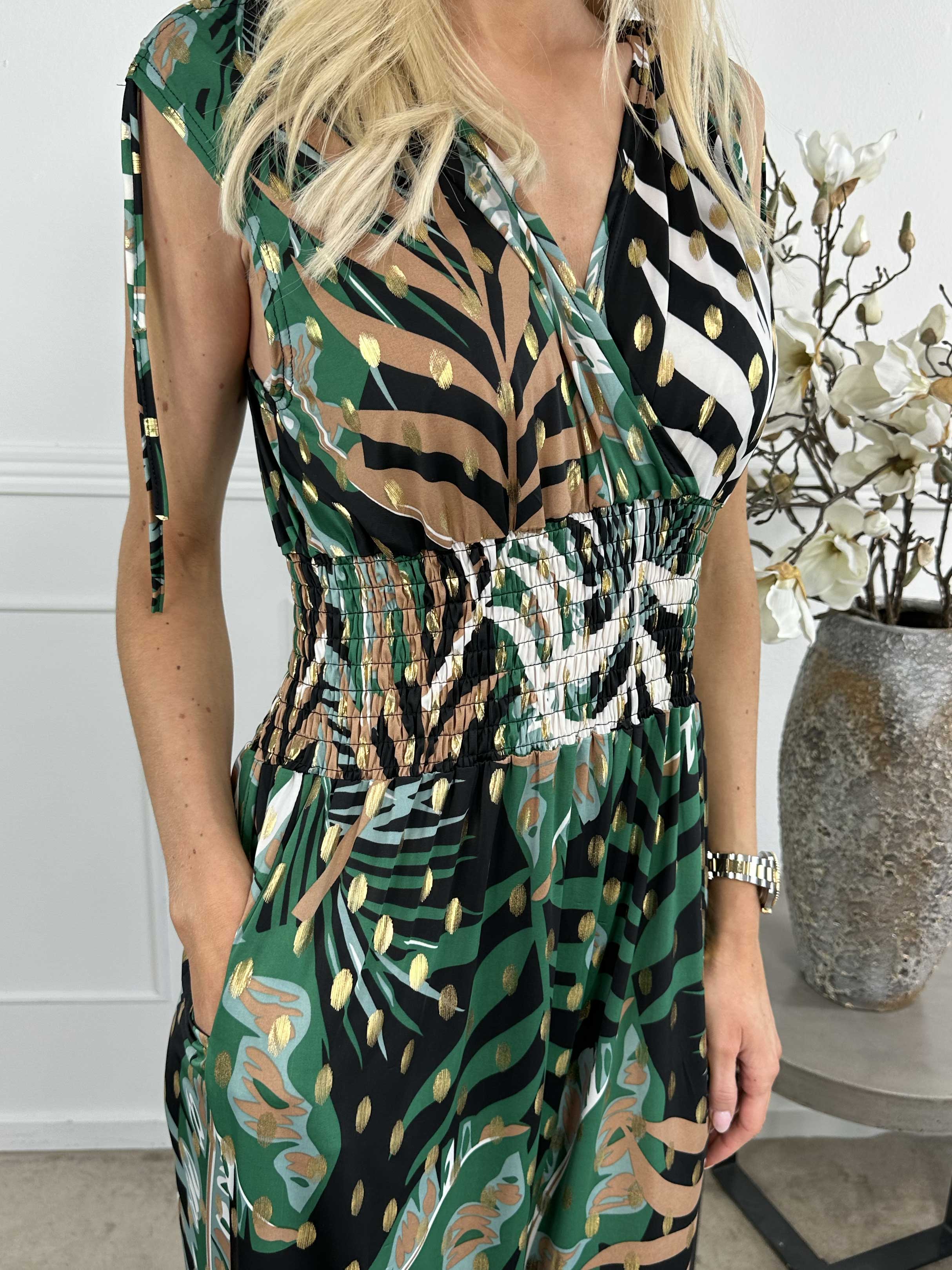 Pams Forest Jumpsuit N/S - Elastisk buksedragt med bladmønster