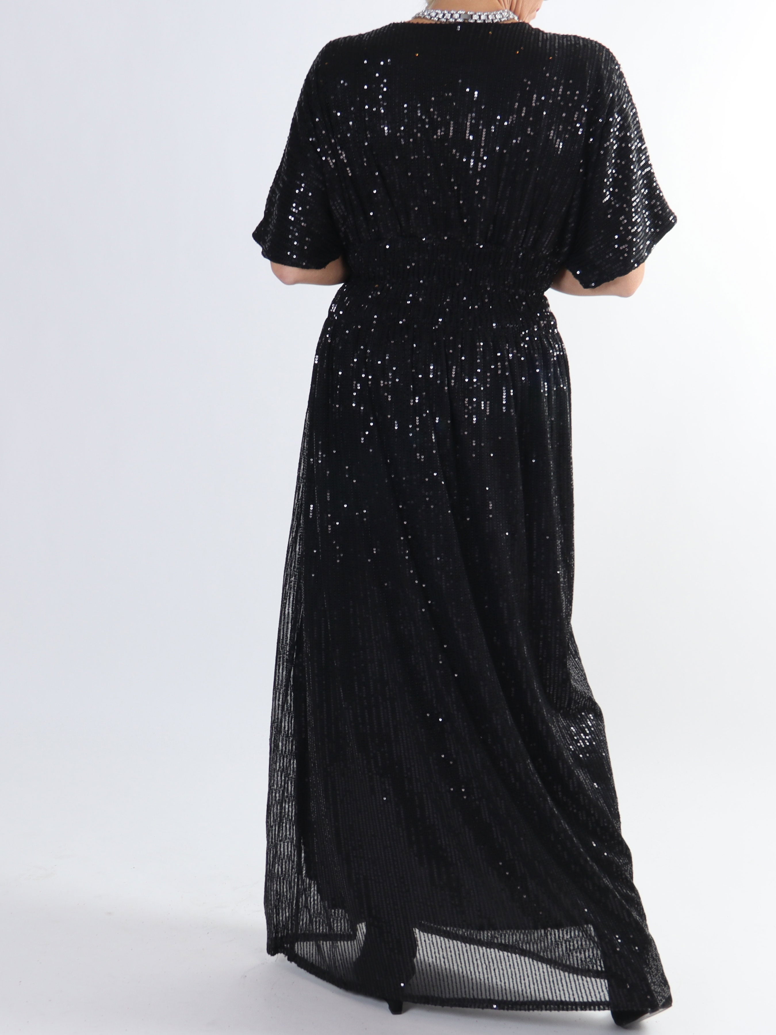 Pams Glitter - Lang smuk plus size kjole med pailletter