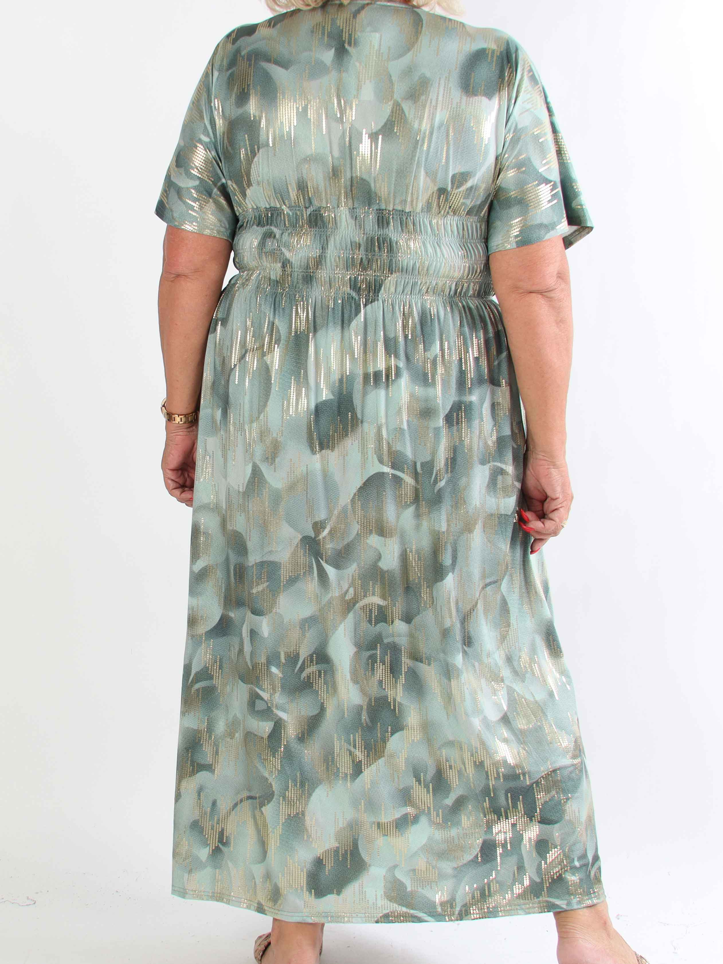 Pams Glamorous - Plus size elastisk kjole med fine guld detaljer