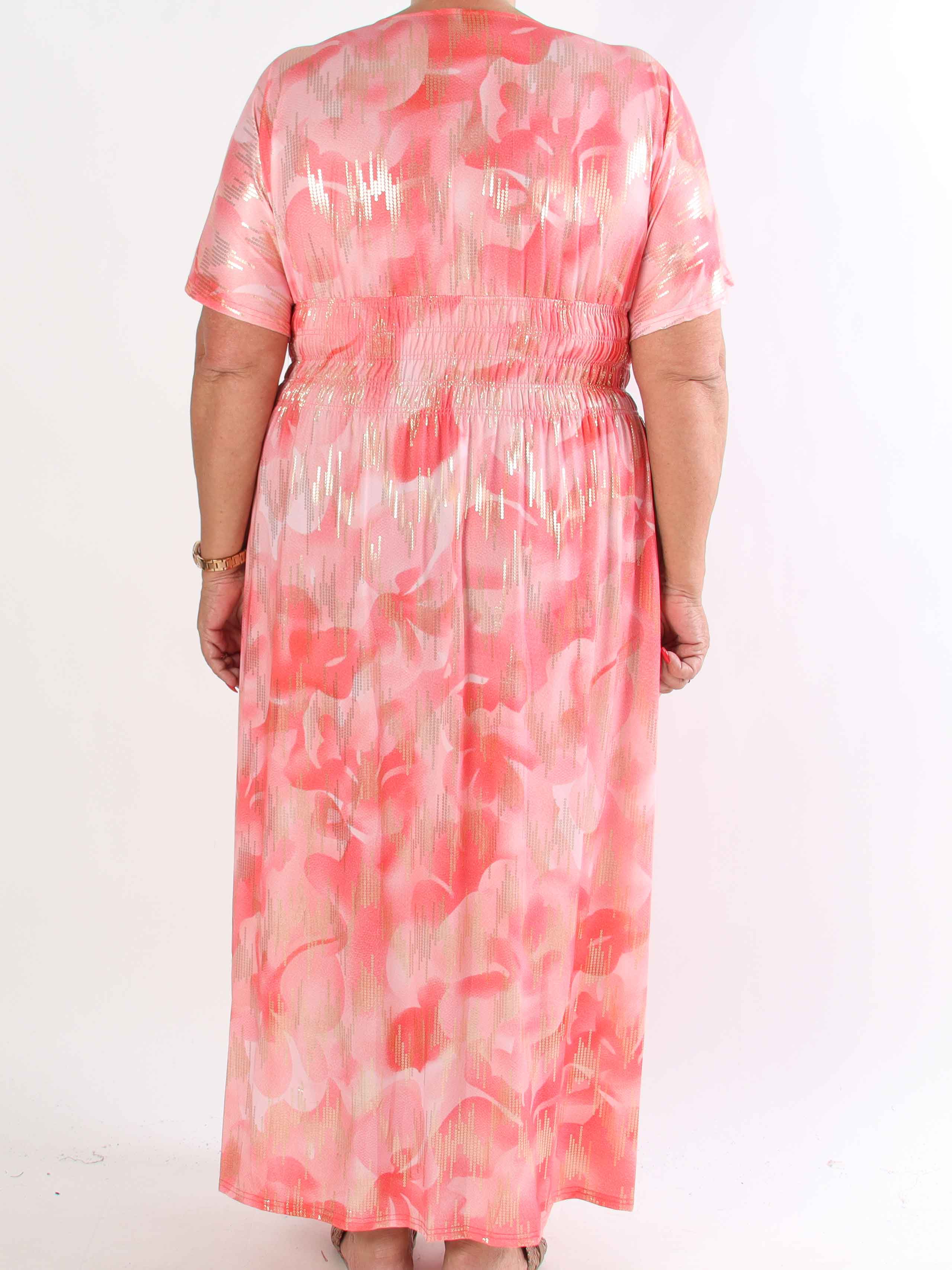 Pams Glamorous - Plus size elastisk kjole med fine guld detaljer